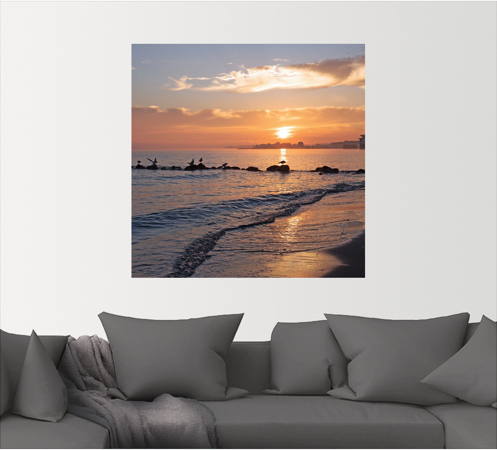 Black Friday Artland Wandbild »Sonnenaufgang am Ostseestrand«, (1 Stück),  in vielen Größen & Produktarten - Alubild / Outdoorbild für den  Außenbereich, Leinwandbild, Poster, Wandaufkleber / Wandtattoo auch für  Badezimmer geeignet | BAUR