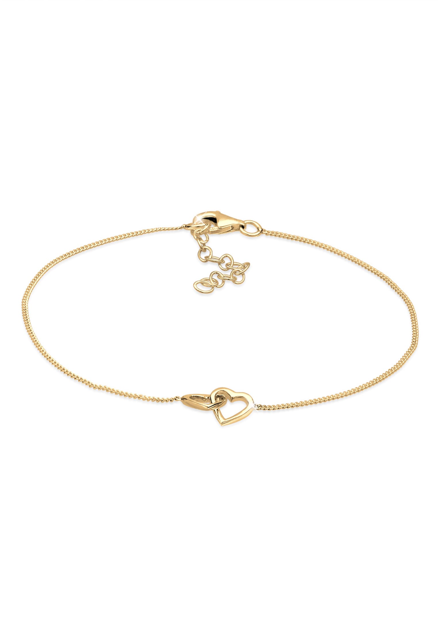 ELLI Damen Armkette "Armband Herz Verschlungen Lovely Symbol 925 Silber", 180, Silber 925 (Sterlingsilber), gold, Silber 925 (Sterlingsilber),