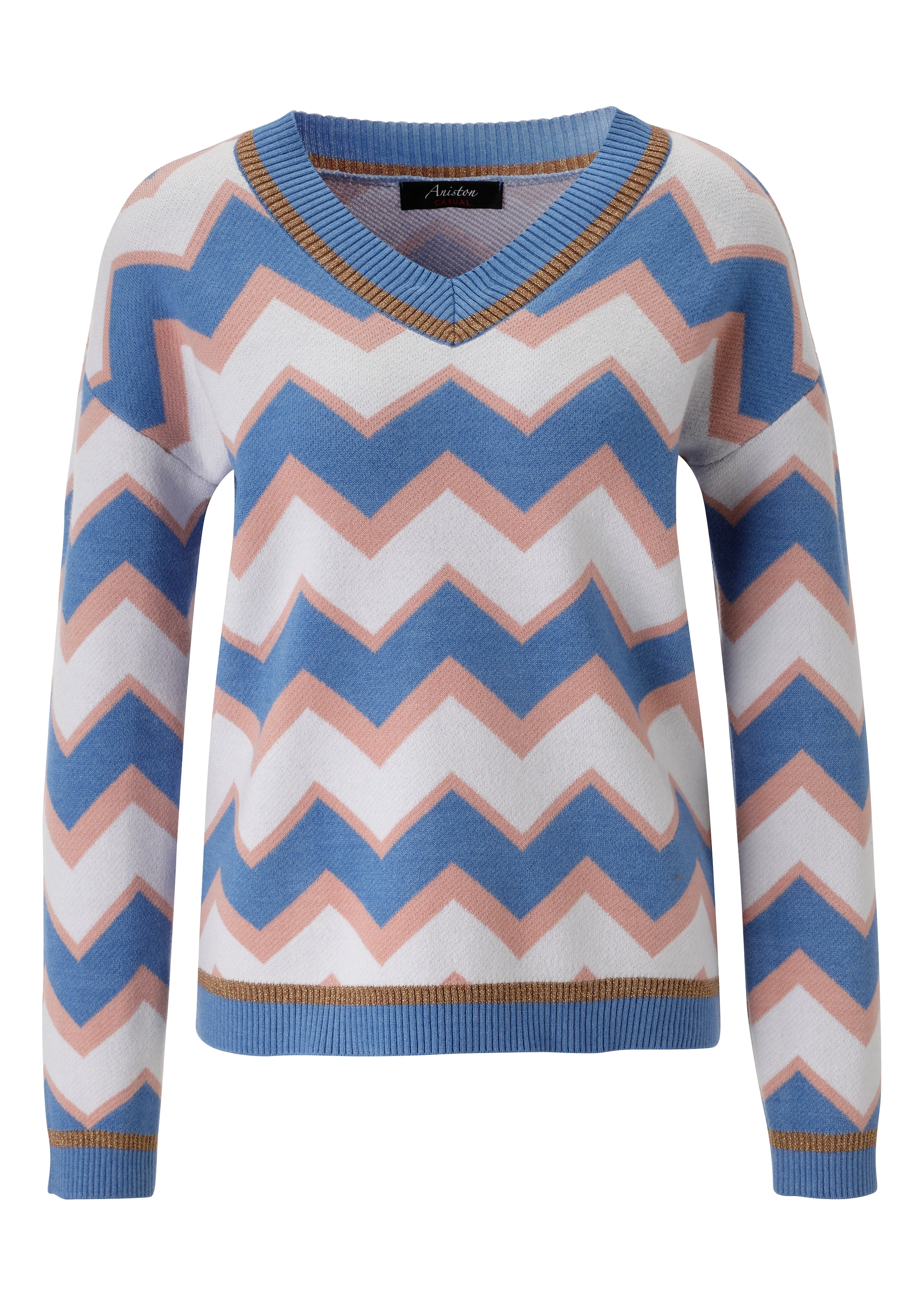 Aniston CASUAL Strickpullover, im interessantem Zick-Zack-Muster - NEUE KOLLEKTION
