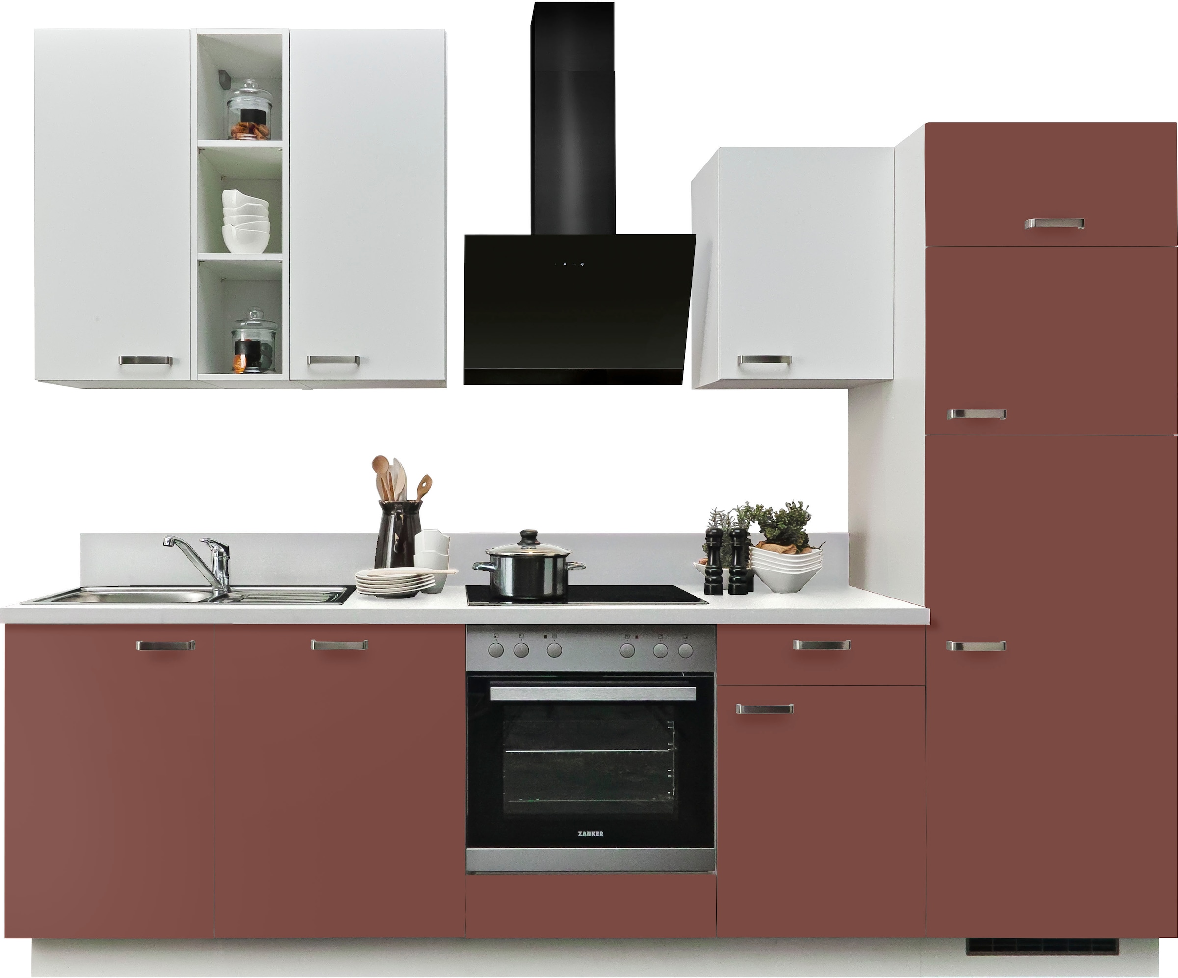 KOCHSTATION Küche ""KS-Bari", wahlw. mit E-Geräten & Geschirrspüler" Soft-Close-Funktion und Vollauszug, vormontiert, Breite 280 cm
