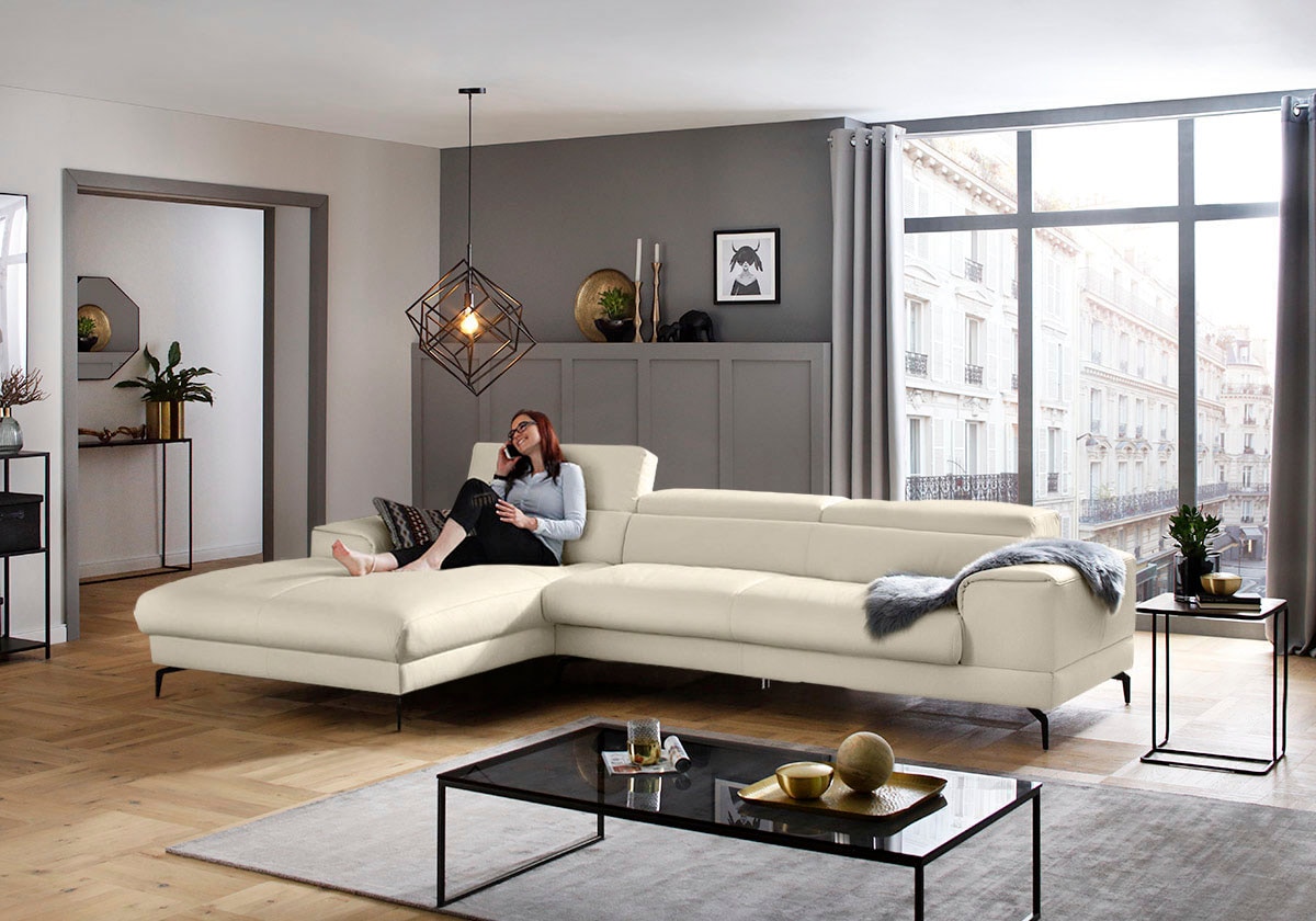 Thumbnail - W.SCHILLIG Ecksofa "piedroo, Designsofa mit tollem Sitzkomfort, bequem, L-Form", Kopfteilverstellung, wahlweise mit Sitz...
