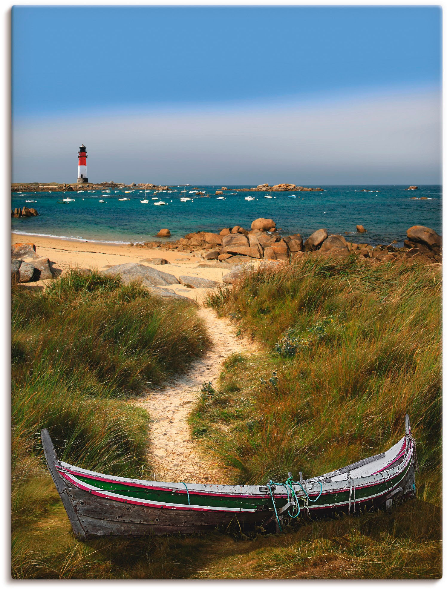 Artland Leinwandbild "Das alte Boot in den Dünen", Küste, (1 St.), auf Keilrahmen gespannt