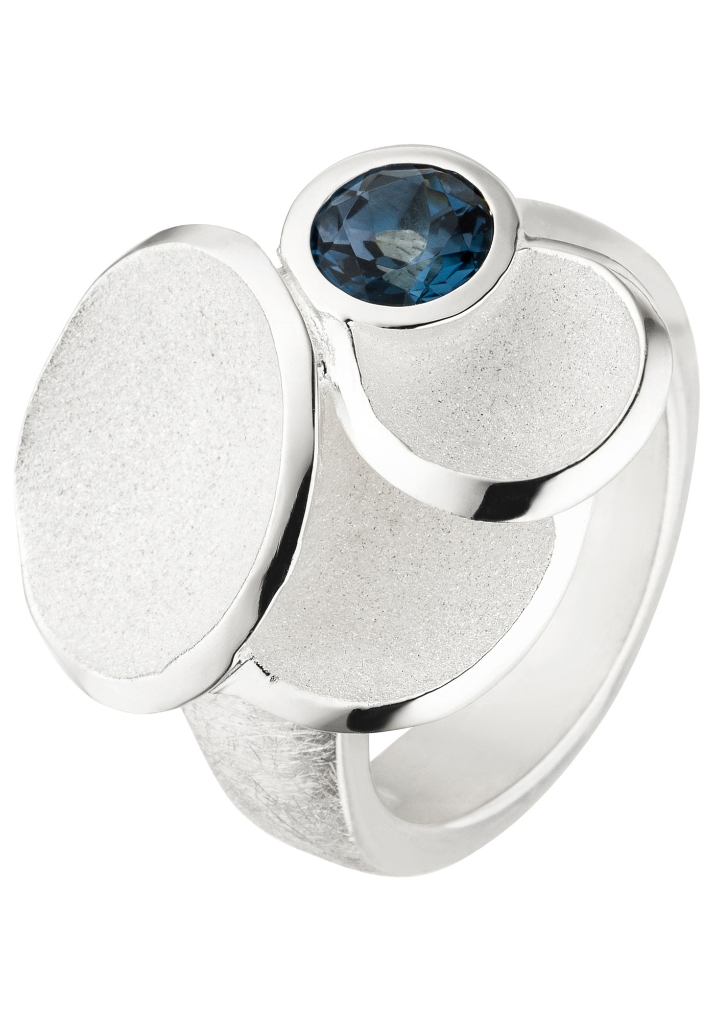 Silberring JOBO "Ring Damenring eismatt" Gr. 56, silber 925, Fingerringe, Damen, 56, Silber 925 (Sterlingsilber), Silberring, 925 Silber mit Blautopas