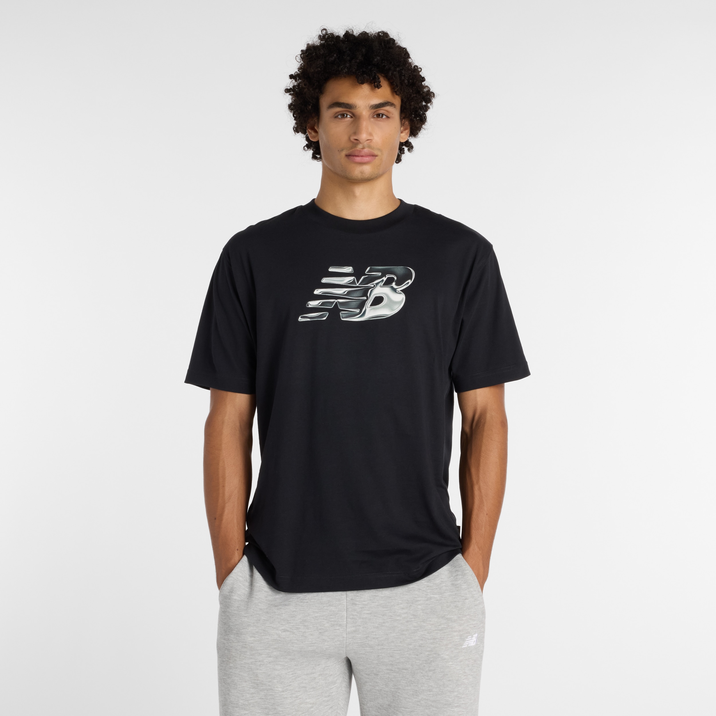 New Balance Funktionsshirt Kurzarm, mit Rundhalsausschnitt, aus Baumwolle und Polyester