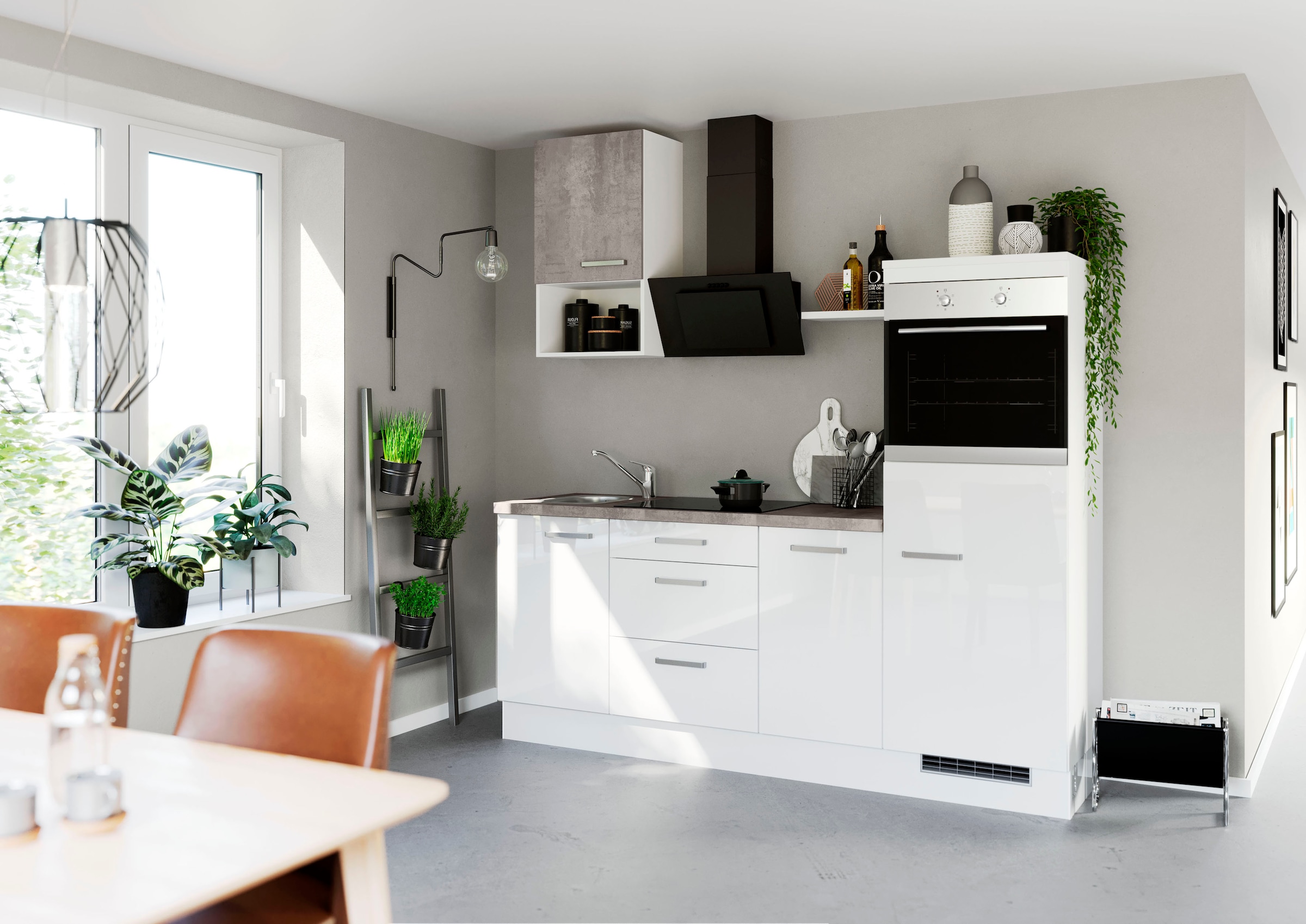 IMPULS KÜCHEN Küche »IP BAUR Breite vormontiert, | mit bestellen E-Geräten, 4050«, cm 215