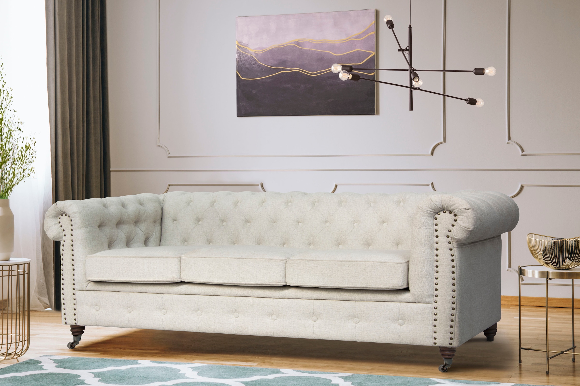 Home affaire Chesterfield-Sofa »Aarburg«, aufwändige Knopfheftung und Ziernägel im Chesterfield-Design