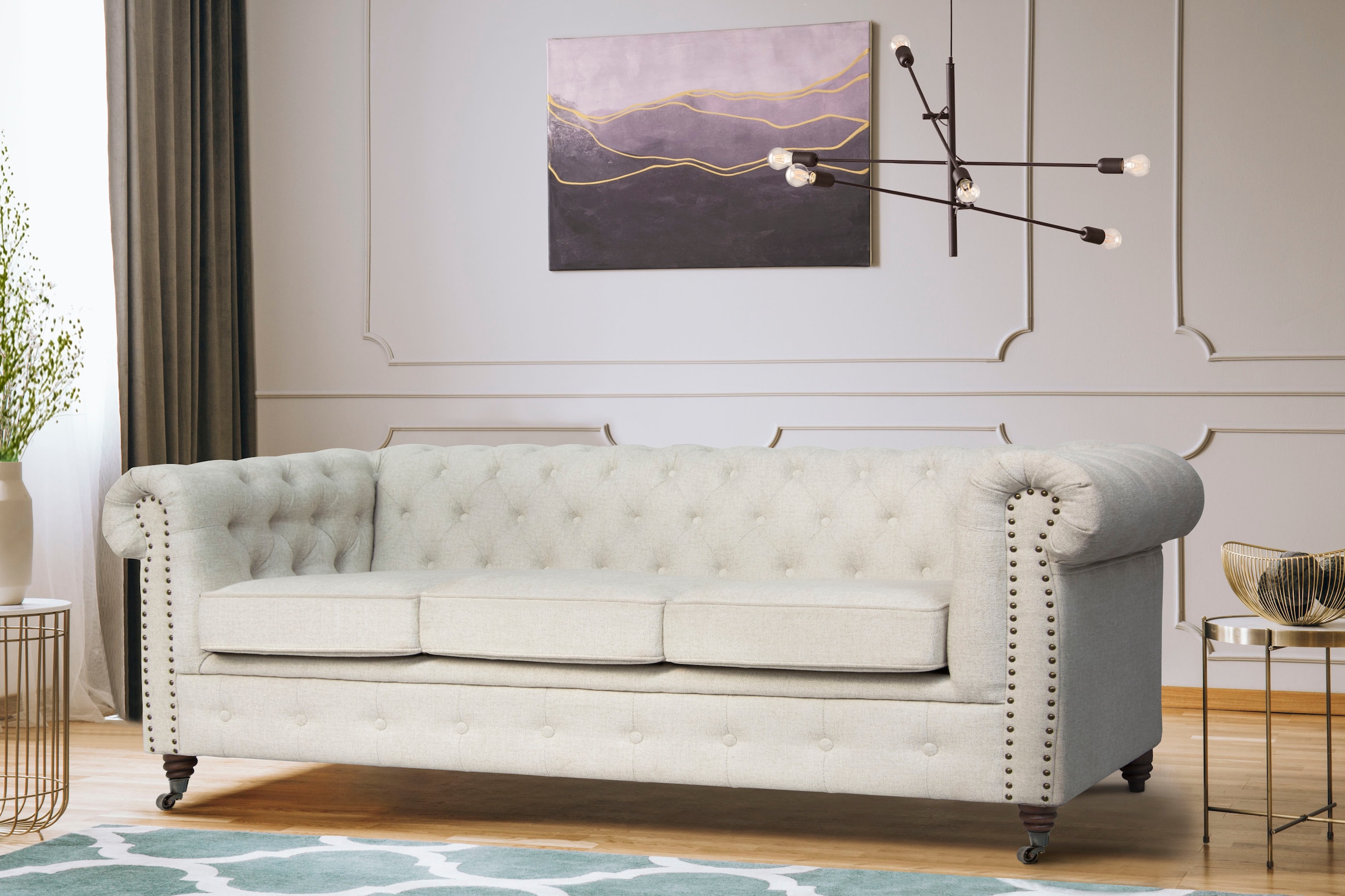 Home affaire Chesterfield-Sofa "Aarburg", aufwändige Knopfheftung und Ziern günstig online kaufen