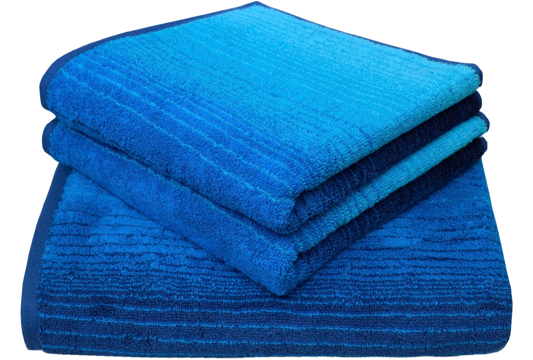 Handtuch Set DYCKHOFF, blau, Walkfrottee, Obermaterial: 100% Baumwolle, Handtuch-Sets, "Colori", 2 Handtücher & 1 Duschtuch,100% Bio Baumwolle, 450