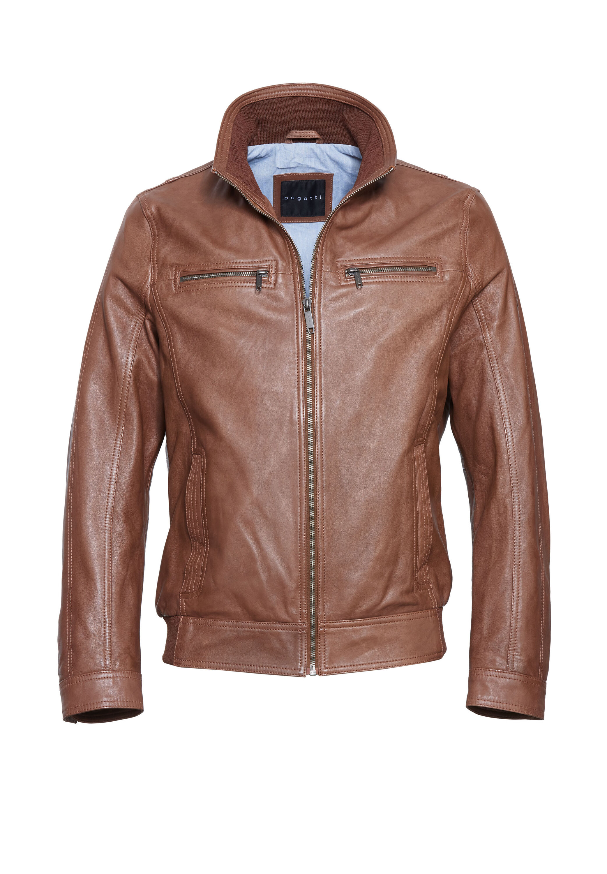 bugatti Lederjacke "BUMATTEO" ohne Kapuze mit Stehkragen