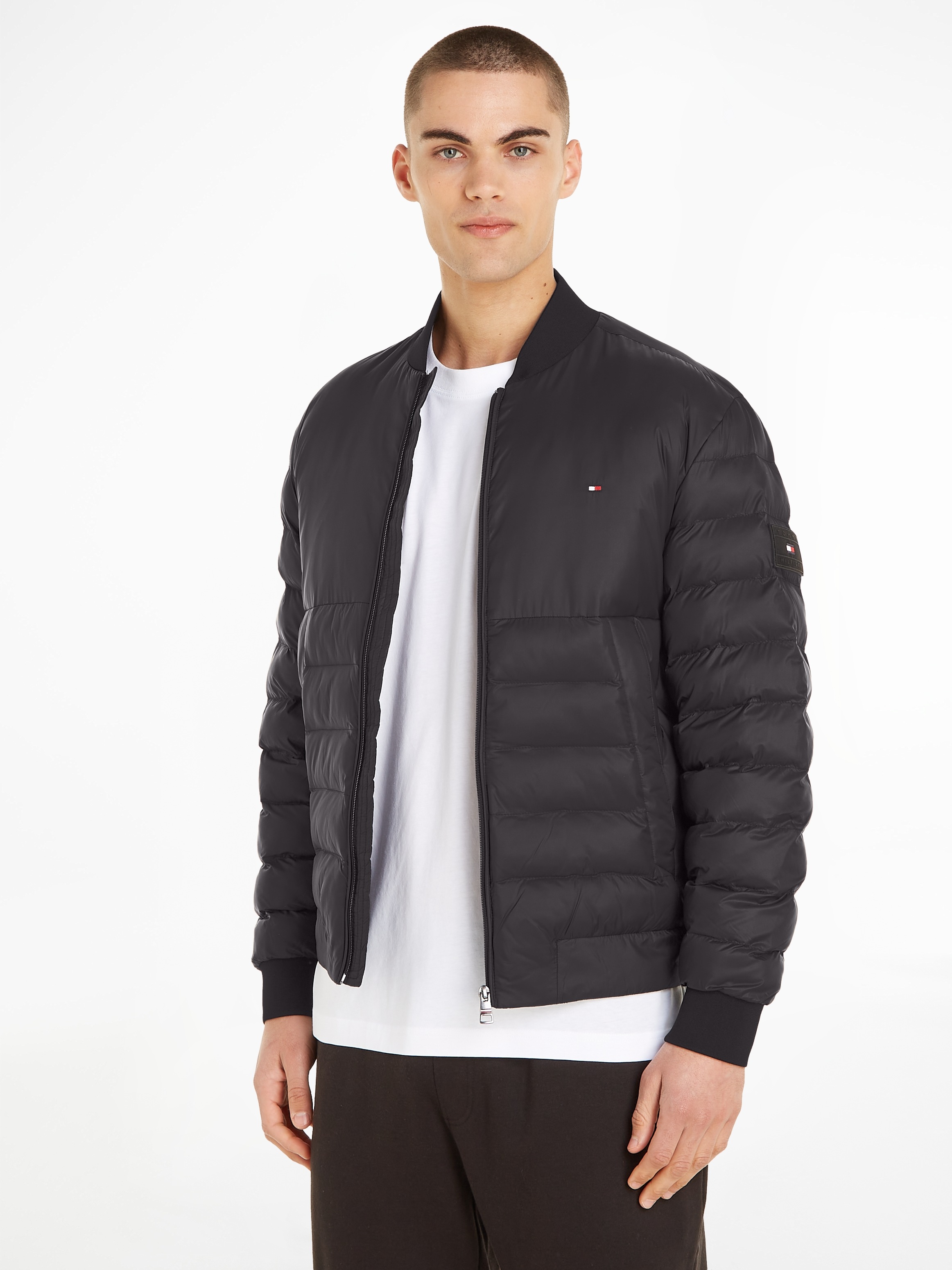 Tommy Hilfiger Bomberjacke "PACKABLE RECYCLED QUILT BOMBER", ohne Kapuze, mit unterschiedlichen Steppmustern