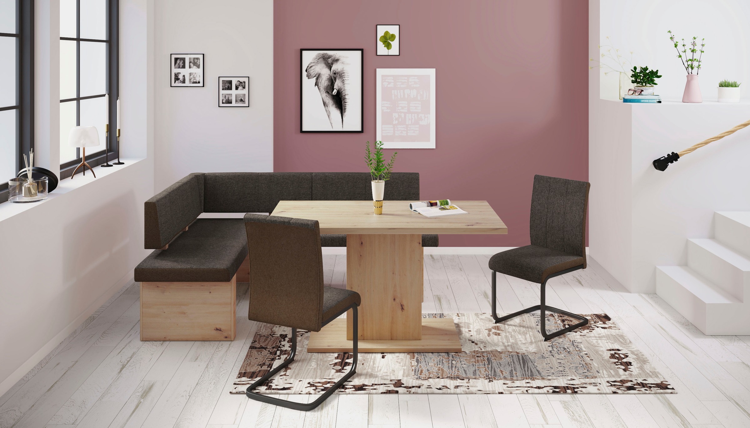 HELA Essgruppe "ODER" 4 Stk. tlg. Säulentisch 138x80 cm, rechts-links monti günstig online kaufen