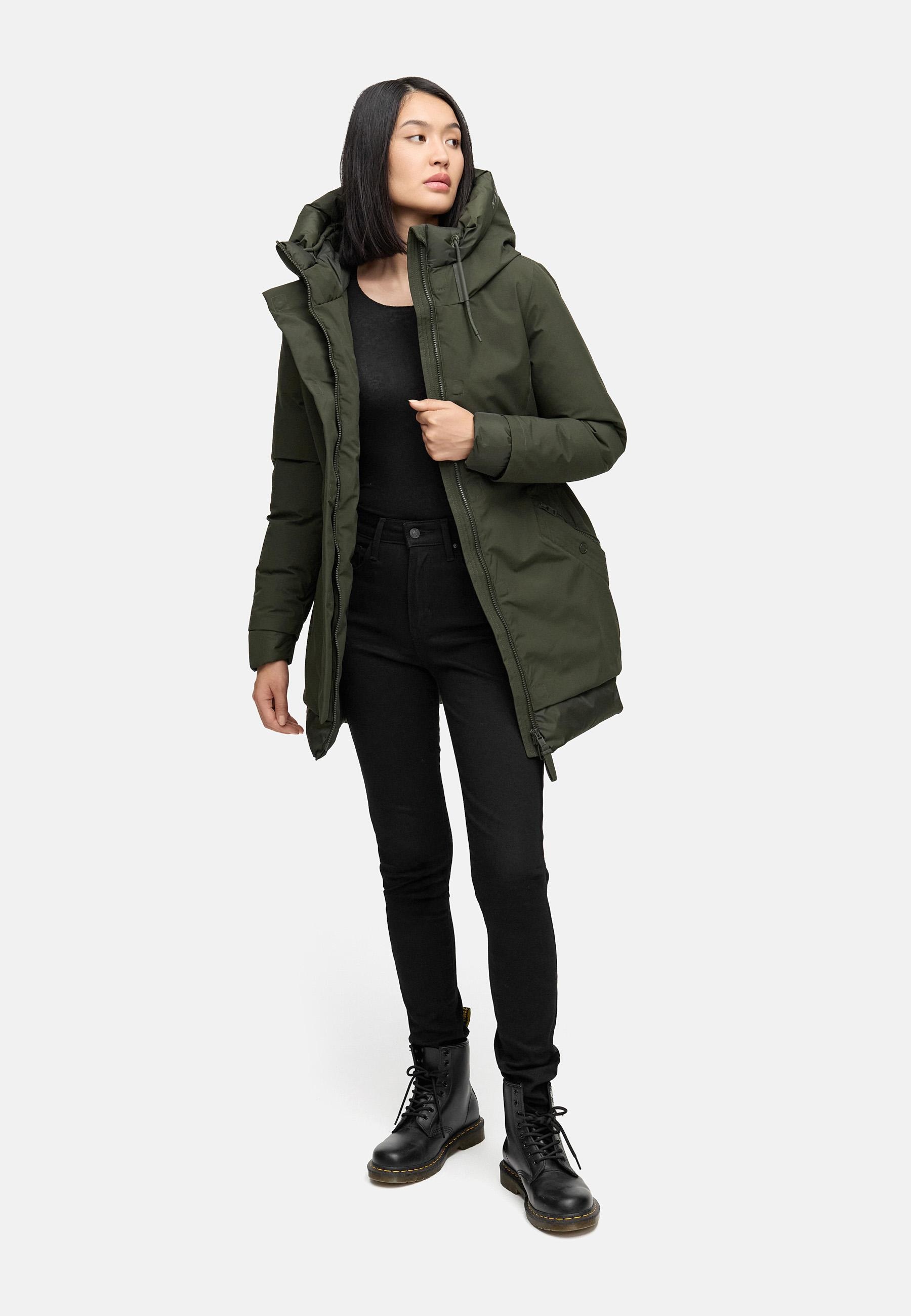 Navahoo Wintermantel »Winterprinzessin 14«, Warmer Mantel mit magnetischer Abdeckleiste
