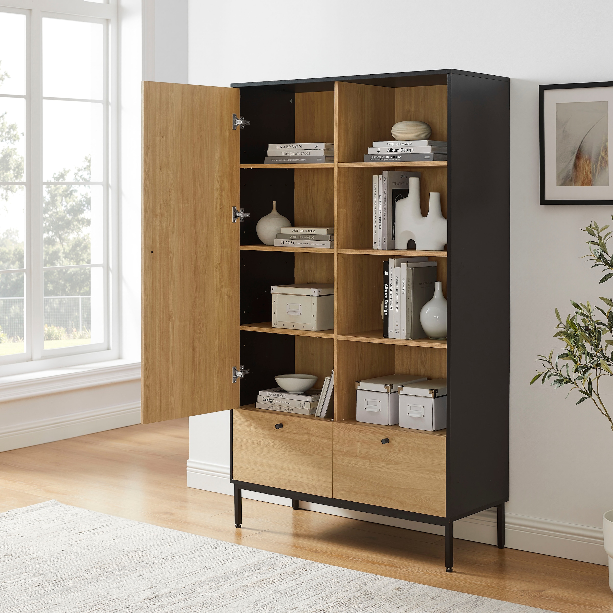 OTTO home Highboard »Tayler«, pflegeleichte Melaminoberfläche, Metallgestell, Breite 100 cm