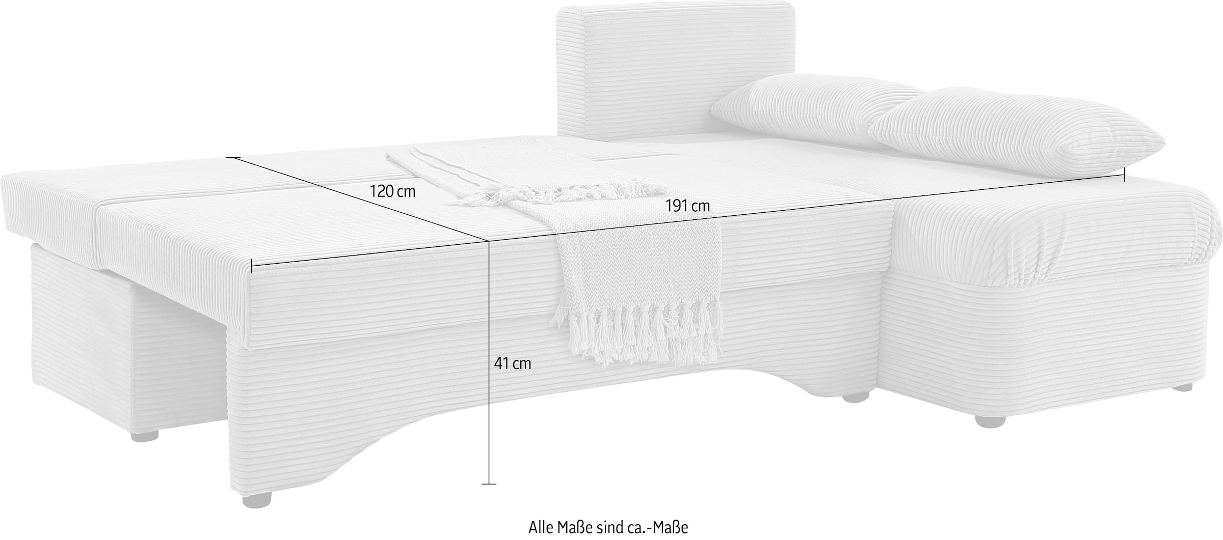 Jockenhöfer Gruppe Ecksofa »Polaris L-Form, B: 191 cm« mit Bettfunktion & Bettkasten, Unser Dauertiefpreis