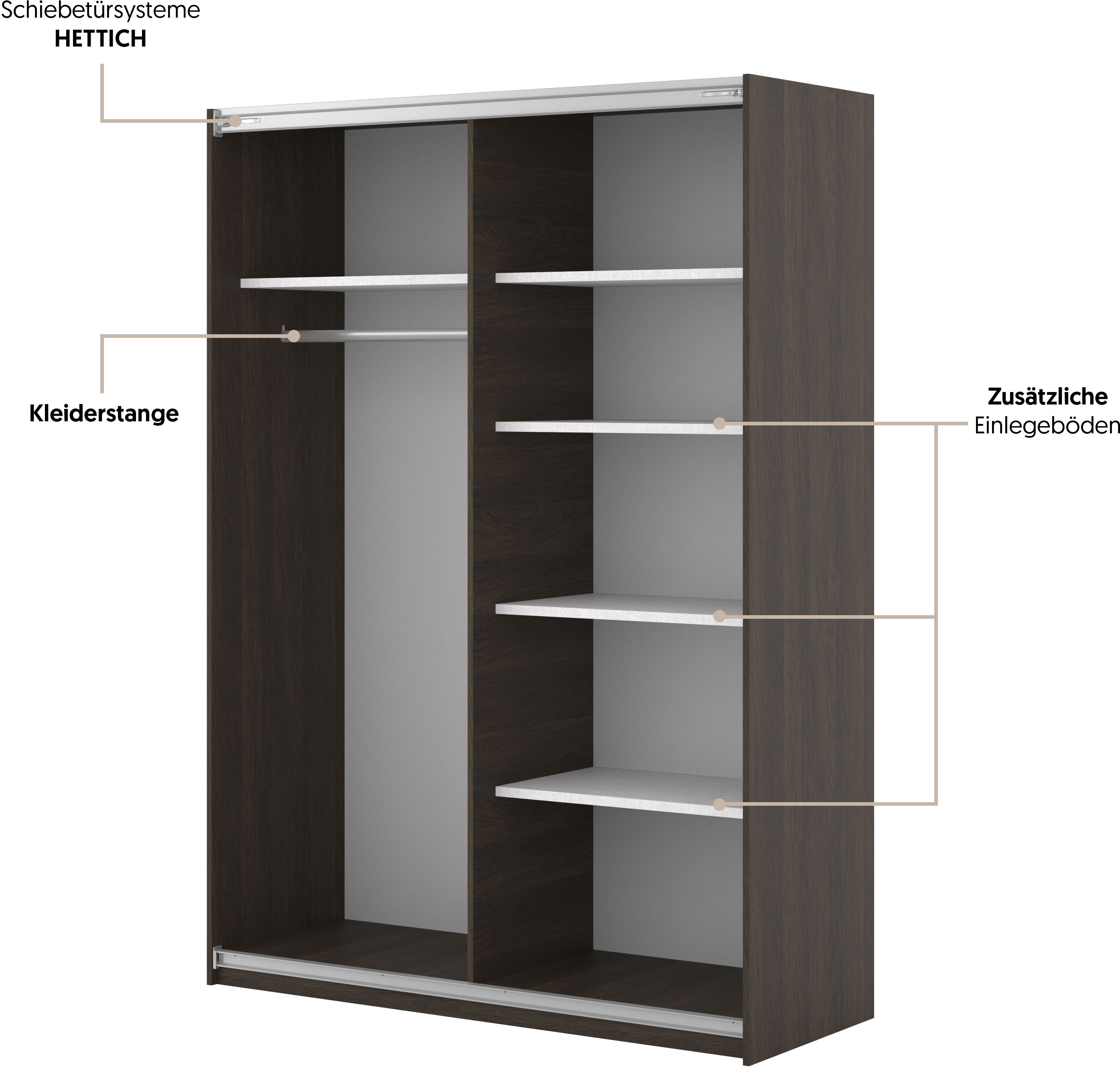Thumbnail - Home affaire Schwebetürenschrank "Niva, Garderobenschrank incl.kompletter Innenausstattung" Moderner Kleiderschrank, Sch...