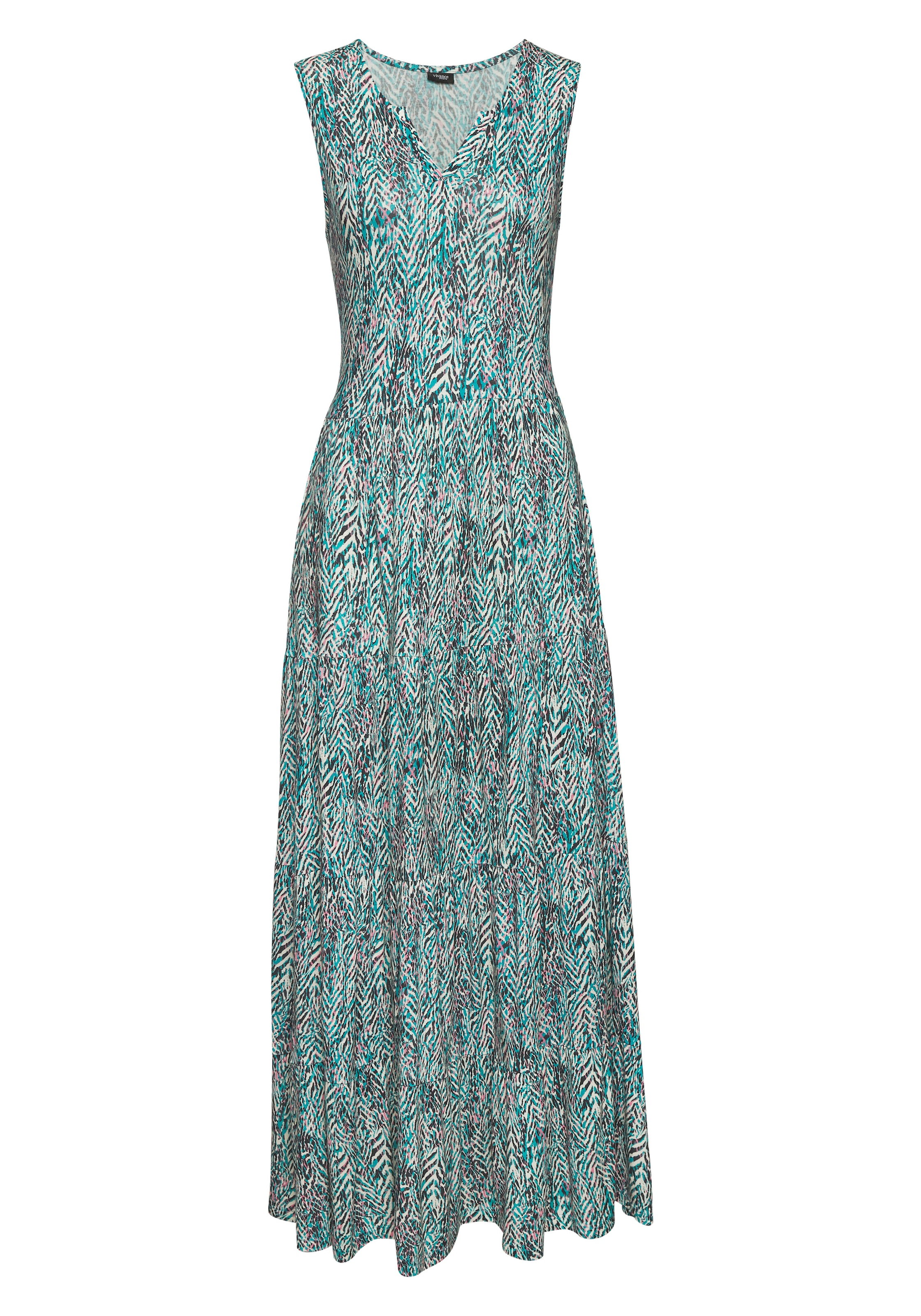 Vivance Maxikleid, mit Alloverdruck, langes Sommerkleid aus Jersey, casual