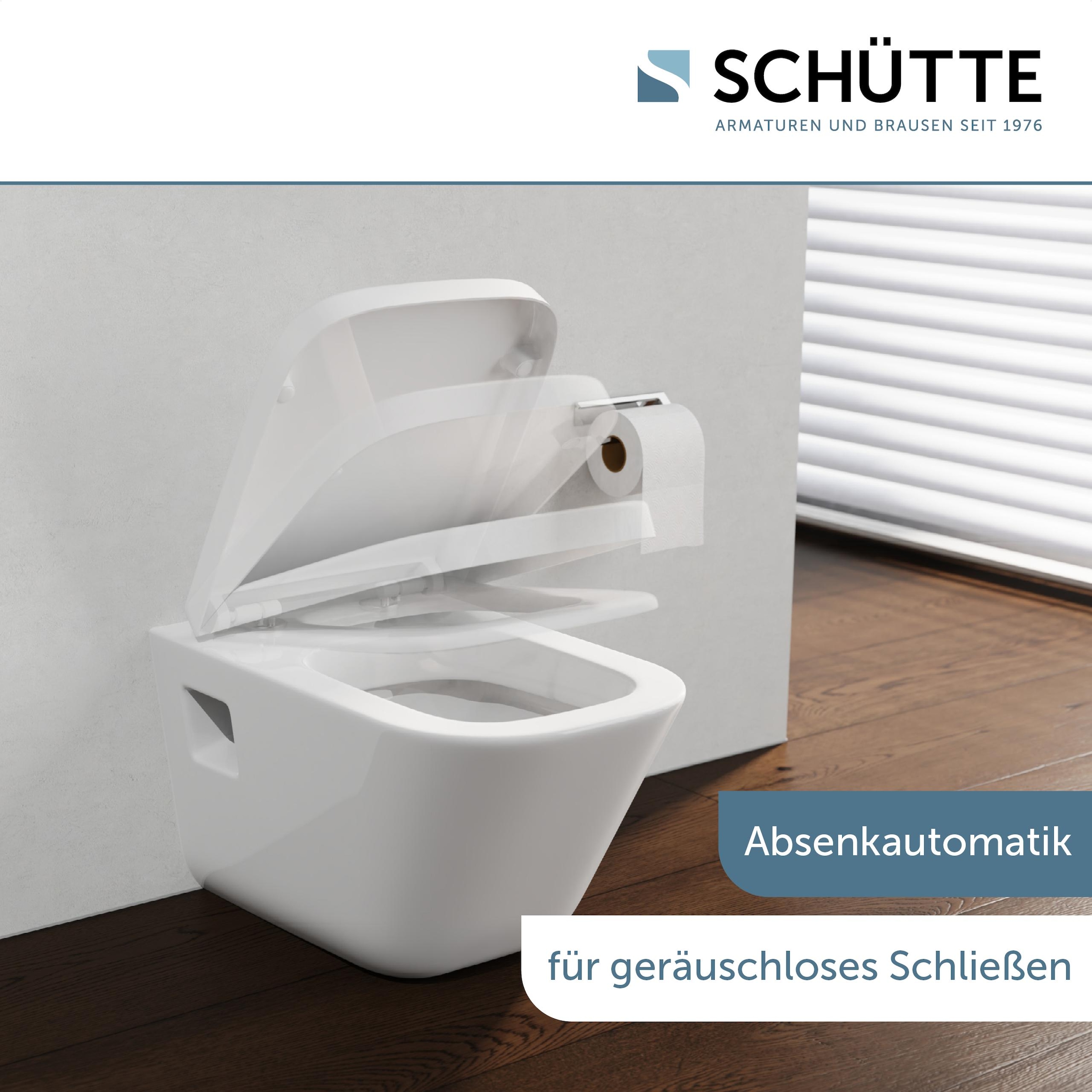 Schütte WC-Sitz »Duroplast, WHITE E-Form PRO 4«, (WC-Sitz, Befestigungsmaterial, Montageanleitung), mit Absenkautomatik und Schnellverschluss