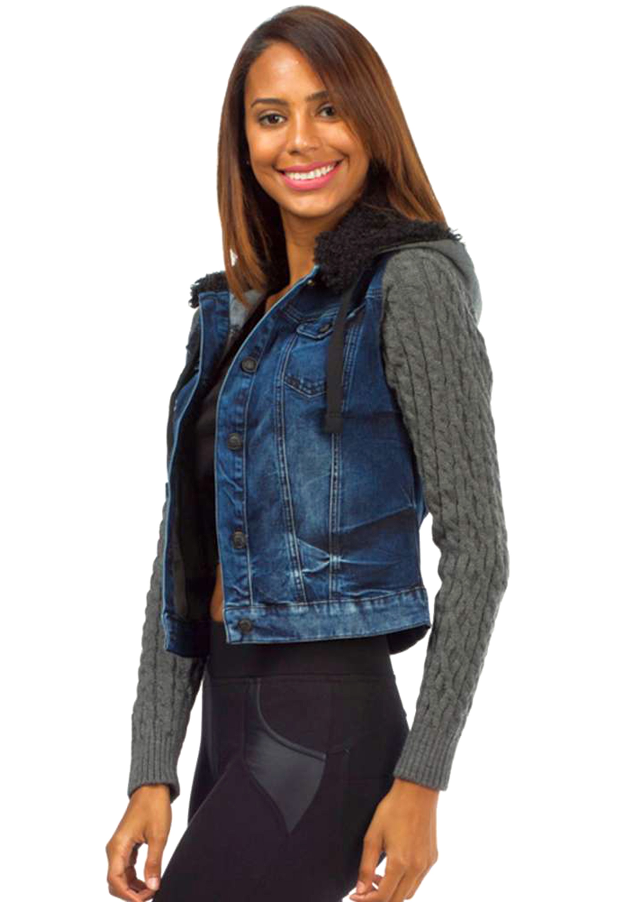 Cipo & Baxx Outdoorjacke, mit trendigen Wollärmeln