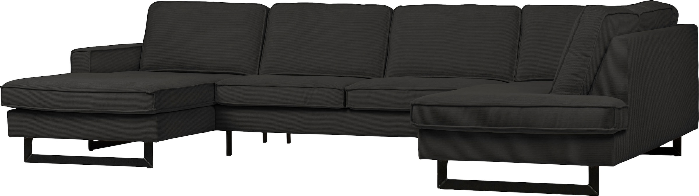 Places of Style Wohnlandschaft »Pinto, 350 cm, U-Form, XXL, mit Ottomanen«, Cord, Feincord, Luxus-Microfaser Leder und Chenille