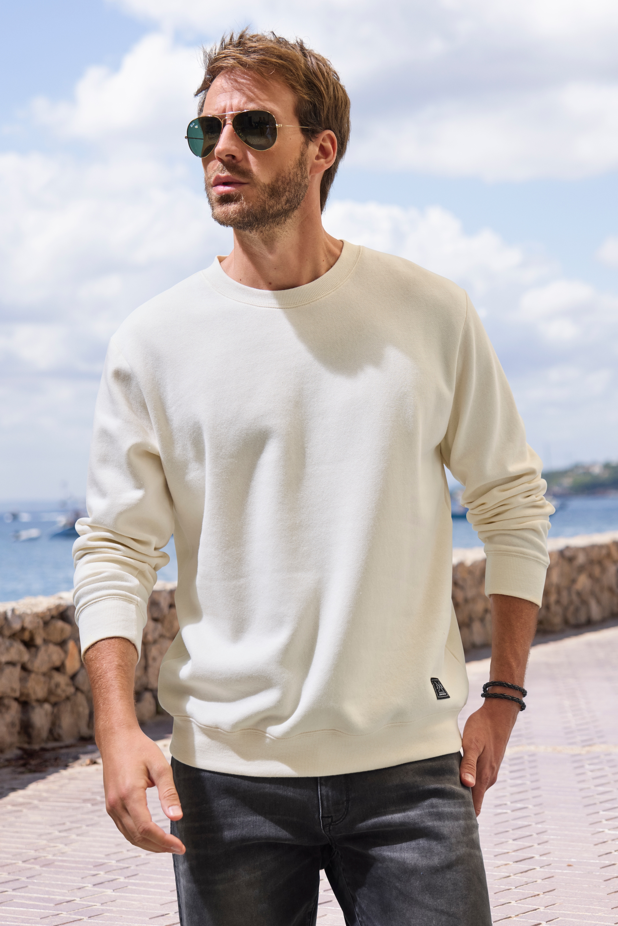 John Devin Sweatshirt, Langarm, Sweatshirt mit Rundhals, Baumwollmischung