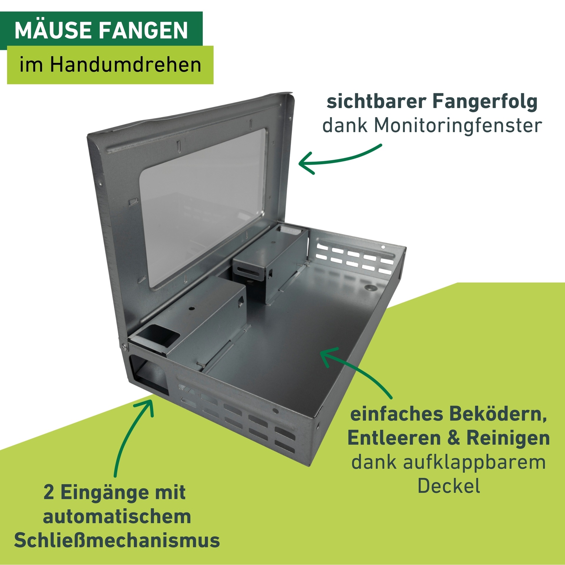Windhager Lebendfalle »Wiederverwendbare Mehrfachfang-Stahlfalle« langlebig und wiederverwendbar, Ideal für Vorrats- und Nebenräume