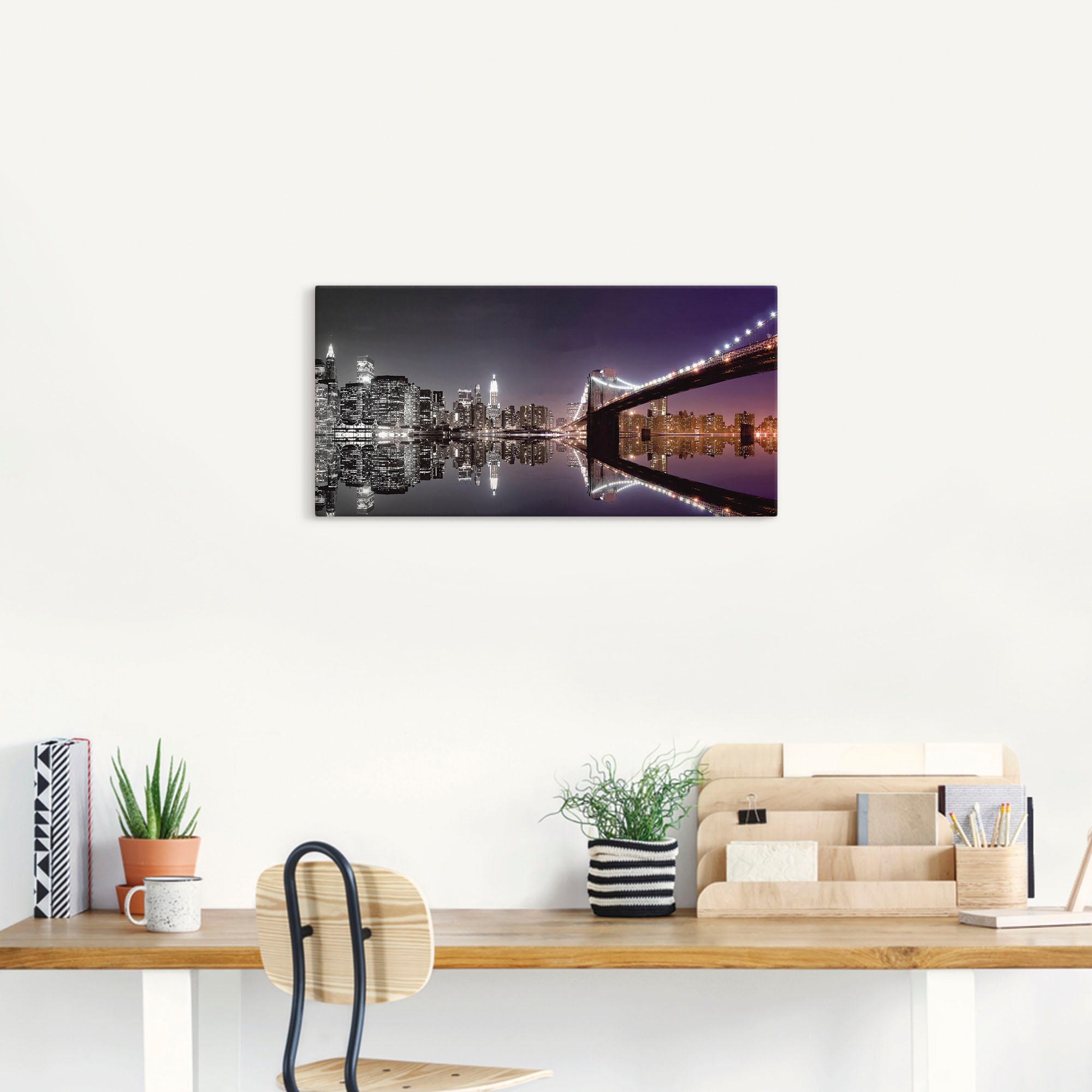 Artland Wandbild "New York Skyline nächtliche Reflektion" Amerika 1 Stk. tl günstig online kaufen