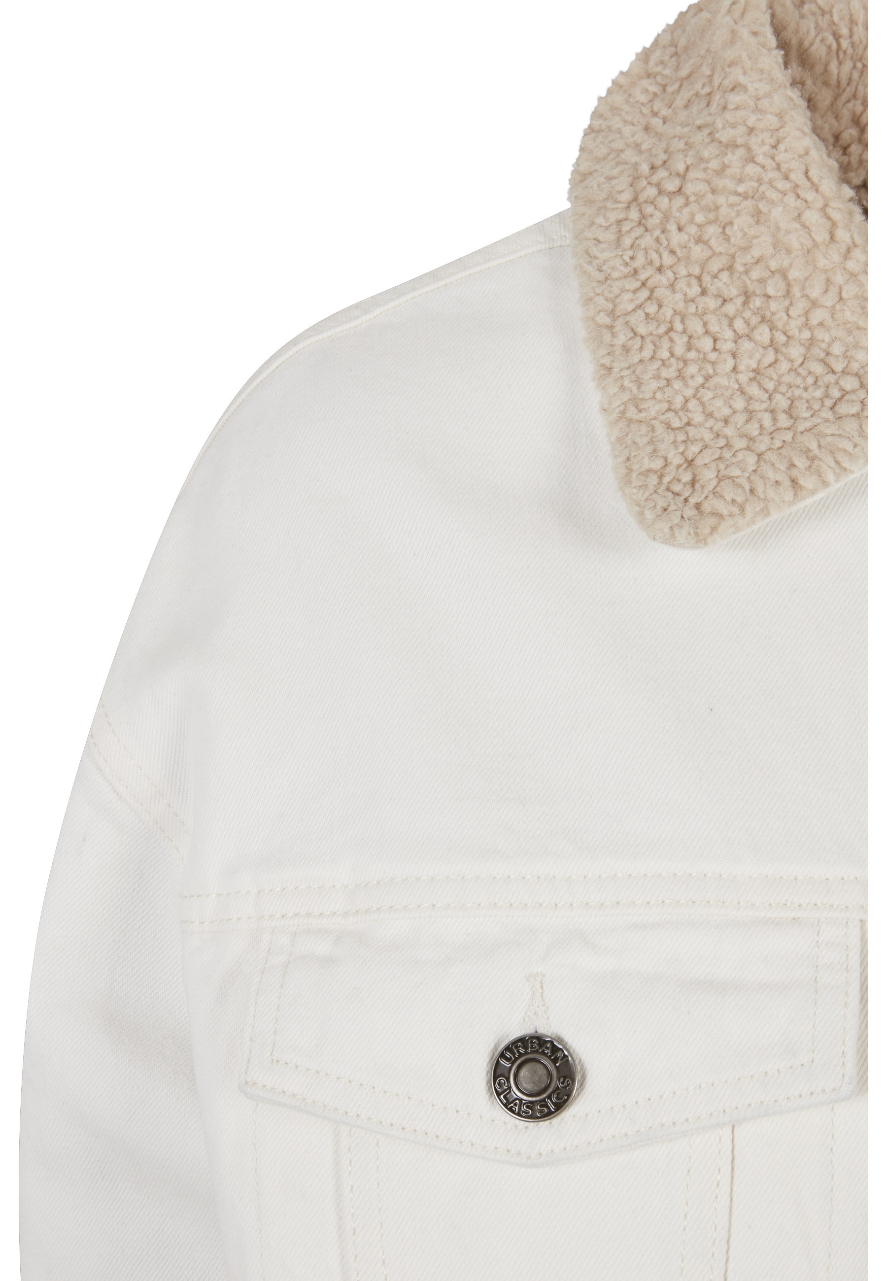 URBAN CLASSICS Jeansjacke »Urban Classics Damen Ladies Oversized Sherpa Denim Jacket« 1 Stk. tlg. ohne Kapuze