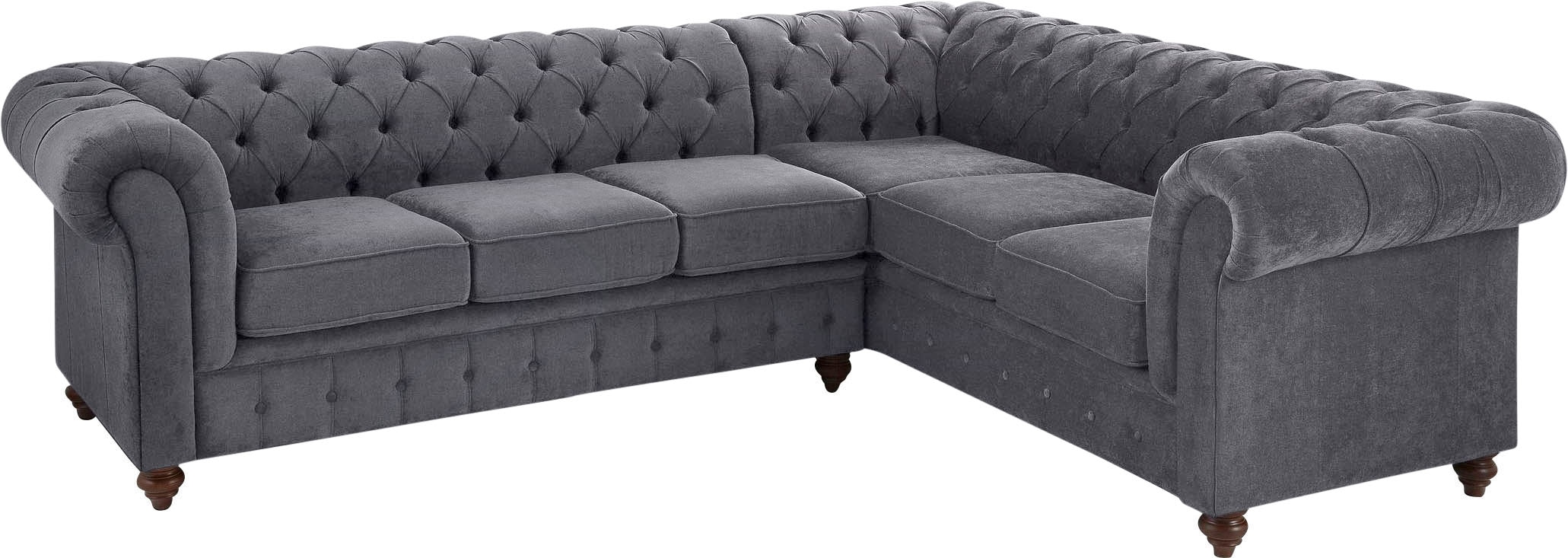 Home affaire Chesterfield-Sofa "Chesterfield Ecksofa, auch in Leder L-Form", hochwertige Knopfheftung, langer Schenkel l