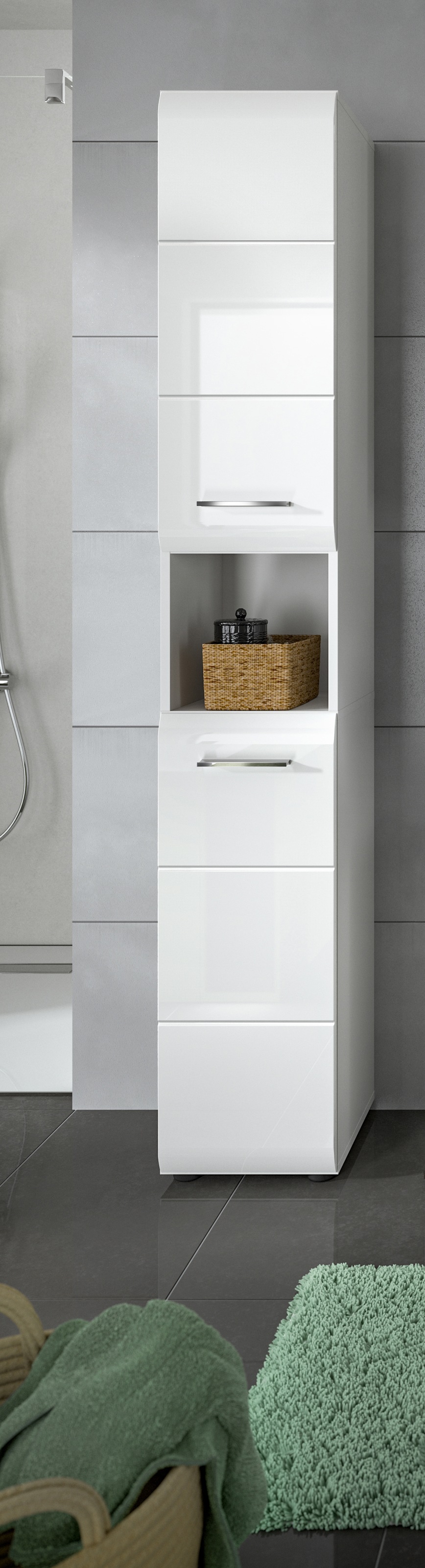 welltime Stauraumschrank 1 Stk. tlg. Florenz, Hochschrank, Weiß Hochglanz T günstig online kaufen