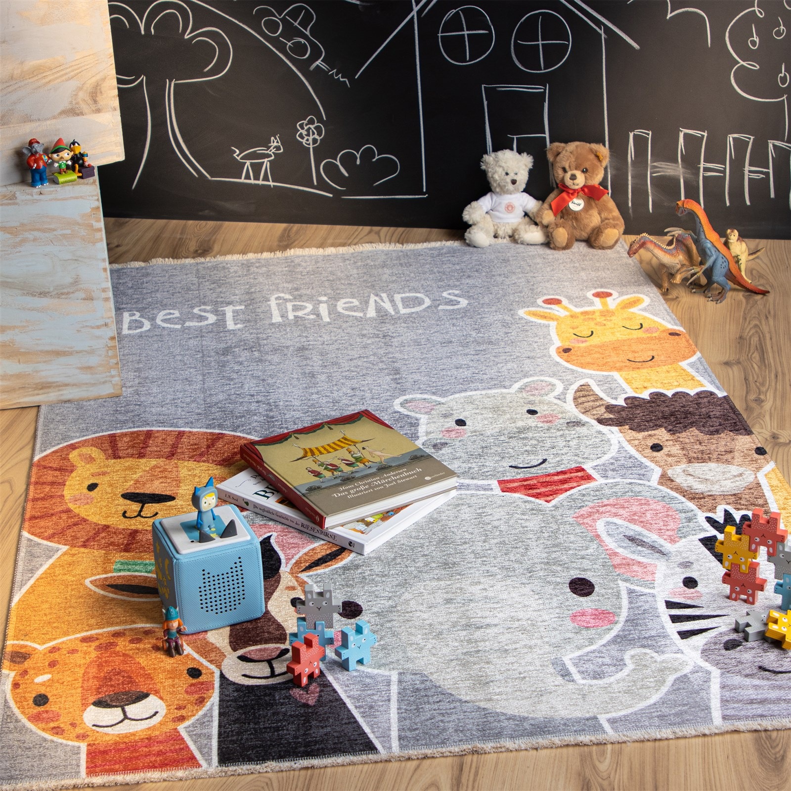 Kayoom Kinderteppich »Joanna 616« rechteckig 6 mm Höhe Kurzflor, Zootiere