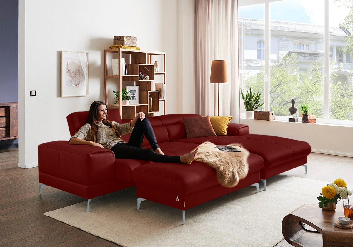 W.SCHILLIG Polsterhocker »piedroo, Designsofa mit tollem Sitzkomfort, bequem, L-Form«, Füße in Silber matt