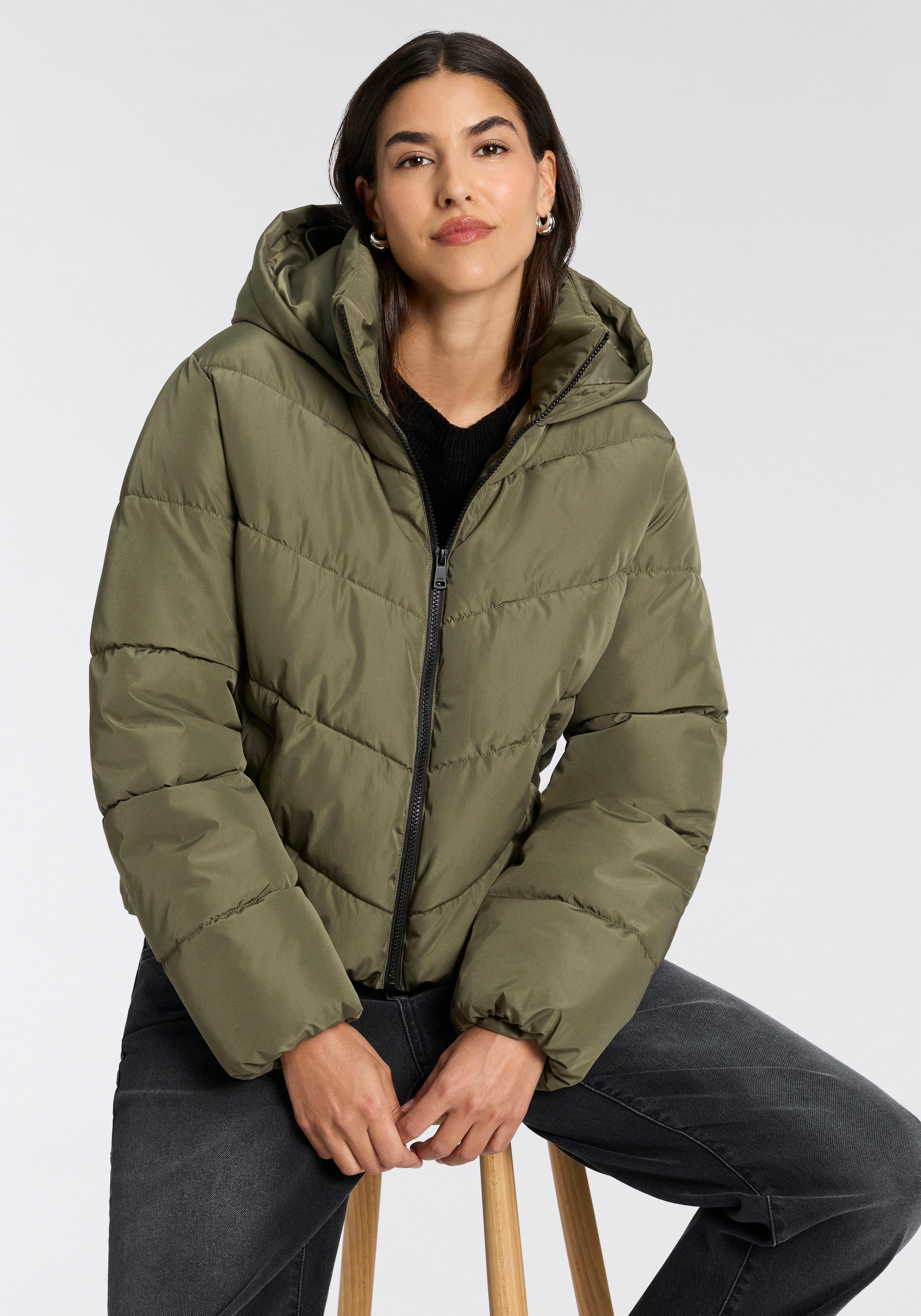 ONLY Steppjacke "ONLCLARISA PUFFER HOOD JACKET CS OTW" mit Kapuze Kunstfaser, Steppware, Kapuze, elastische Bündchen