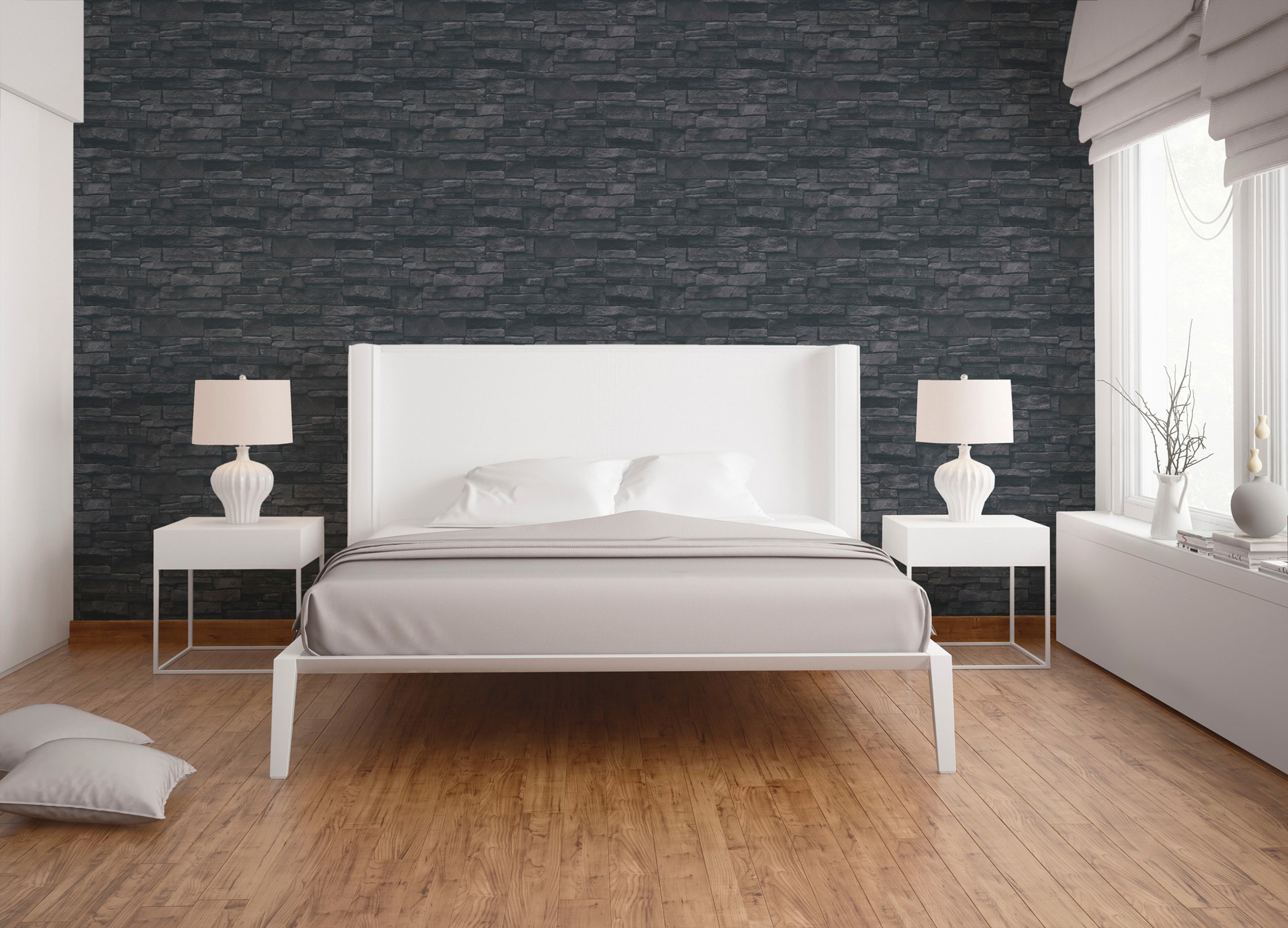 A.S. Création Vliestapete »Terra Steintapete«, matt-gemustert-neutral, Steinoptik Steinwand Naturstein-Tapete 3D-optik Tapeten Wohnzimmer
