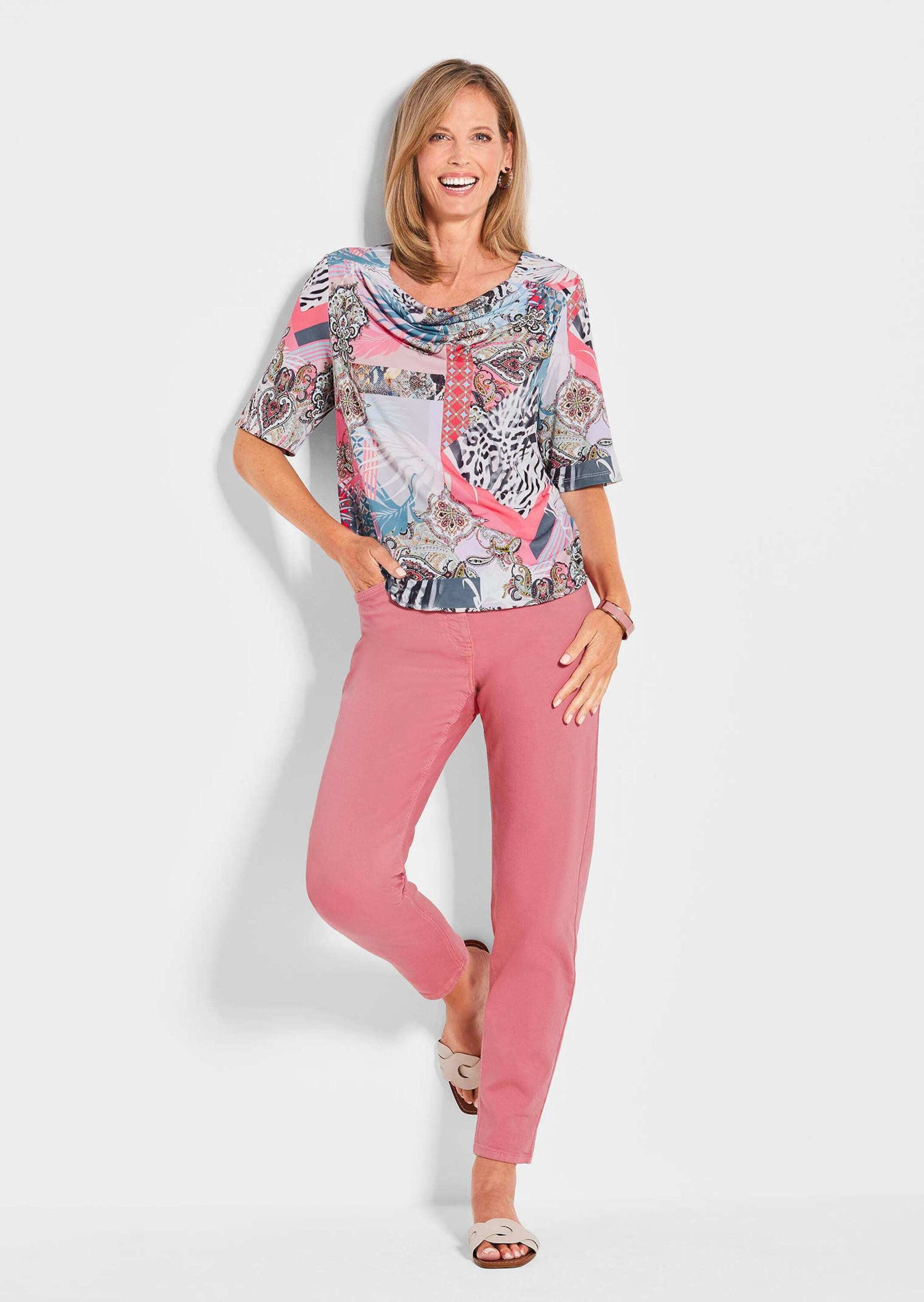 GOLDNER Print-Shirt »Elegantes Oberteil mit Wasserfallausschnitt«