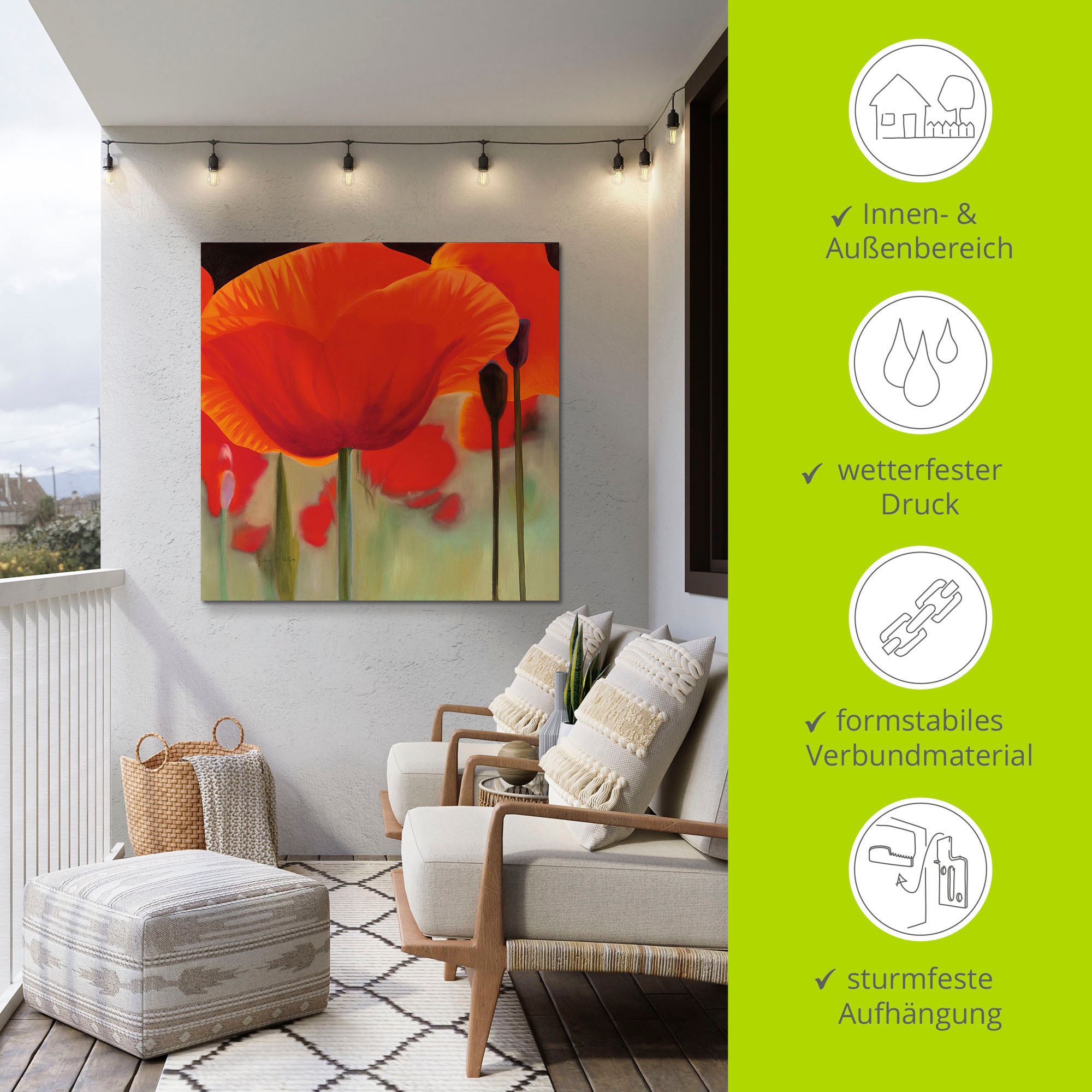 Artland Alu-Dibond-Druck »Leben« Blumen 1 Stk. tlg. für Innen- und Außenbereich geeignet, Outdoorbild