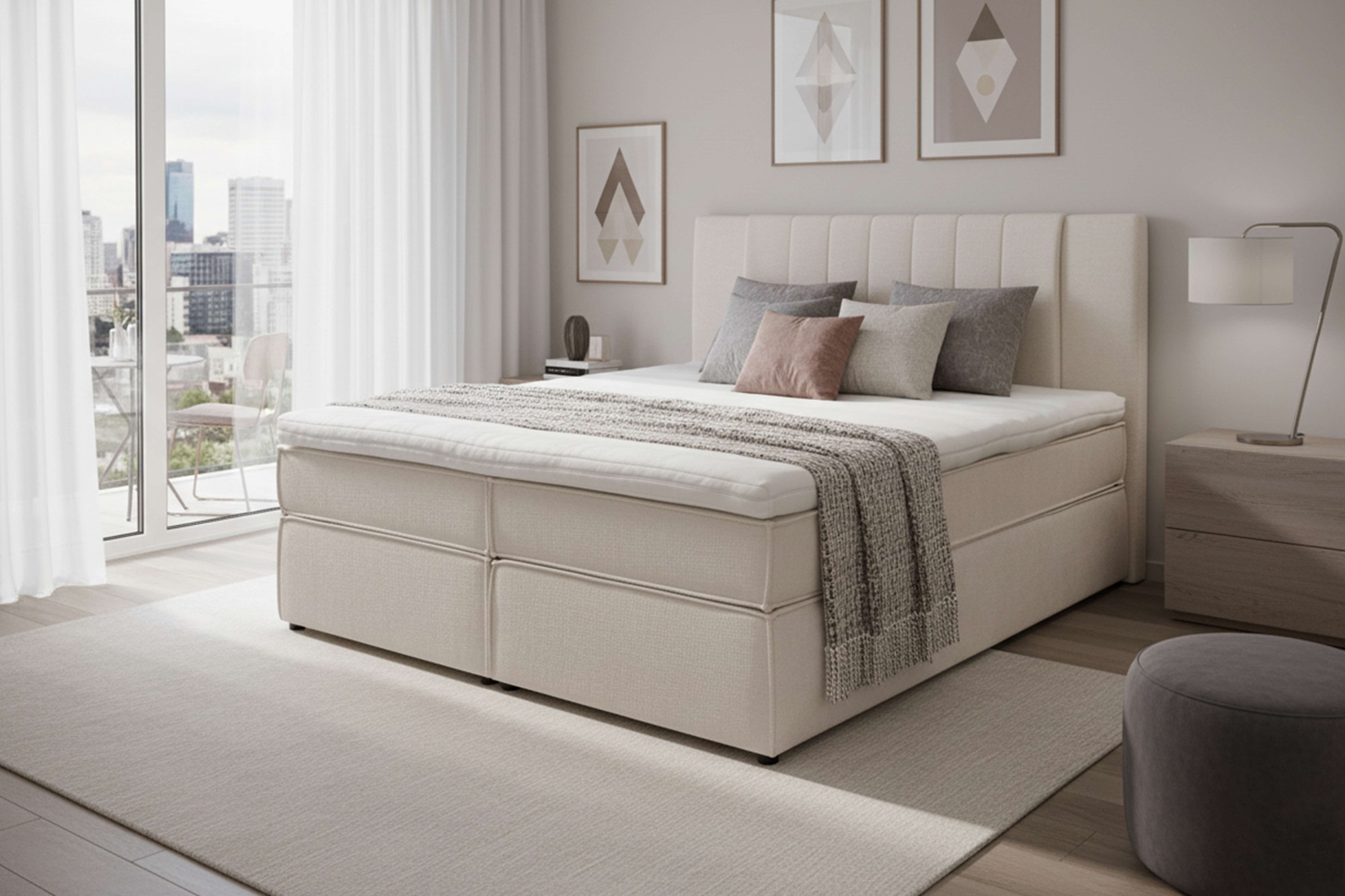 Home affaire "Bellissimo, Doppelbett, Polsterbett, Federkernbett, Komforbett" inkl. 9cm Topper, 5-Zonen-Taschen-Federkernmatratze, Härtegrad 3