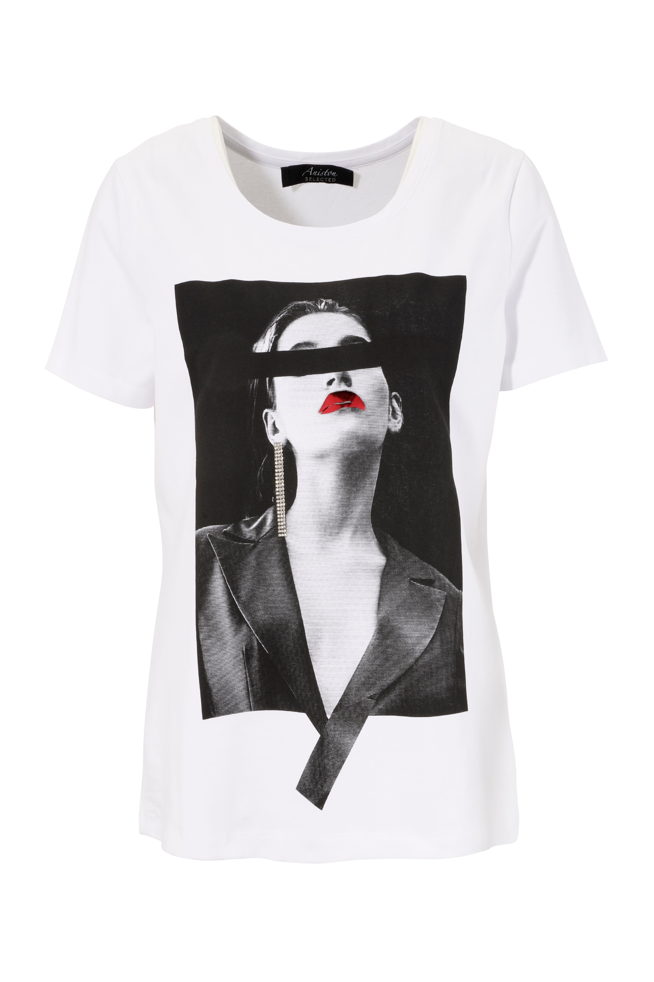 T-Shirt, NEUE | BAUR für bestellen mit SELECTED Strasssteinen Aniston - verziert KOLLEKTION