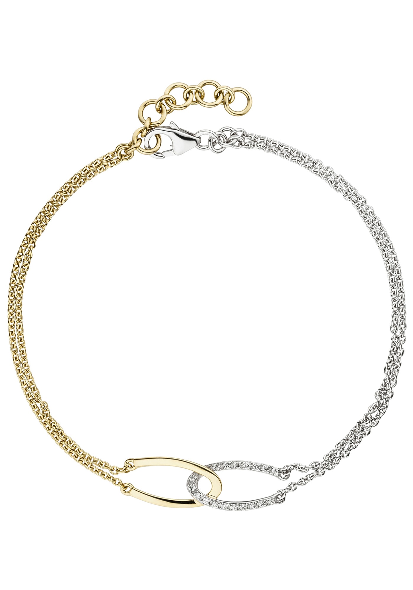 JOBO Goldarmband, 2-reihig 585 Gold bicolor mit 18 Diamanten 19,5 cm online  bestellen | BAUR