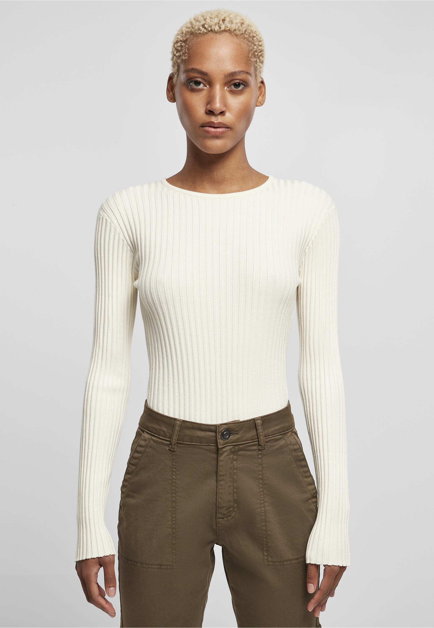 URBAN CLASSICS Langarmshirt »Urban Classics Damen Ladies Rib Knit Longsleeve Body« 1 Stk.