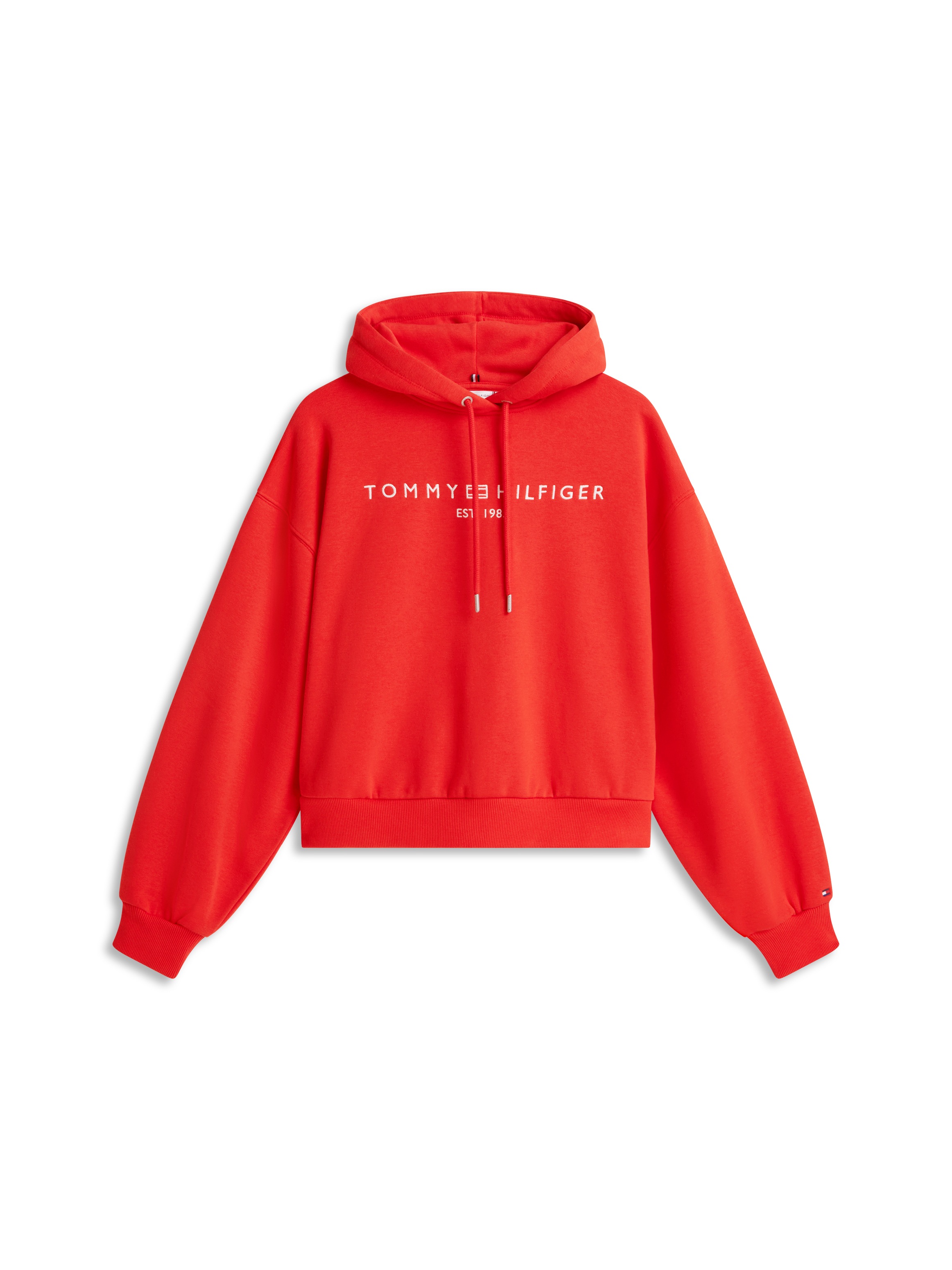 Kapuzensweatshirt TOMMY HILFIGER "CORP LOGO MDRN HOODIE", Damen, Gr. L (42/44), fireworks, Sweatware, Obermaterial: 63% Baumwolle, 37% Polyester, unifarben, regular fit, Rippbündchen, Sweatshirts 3
