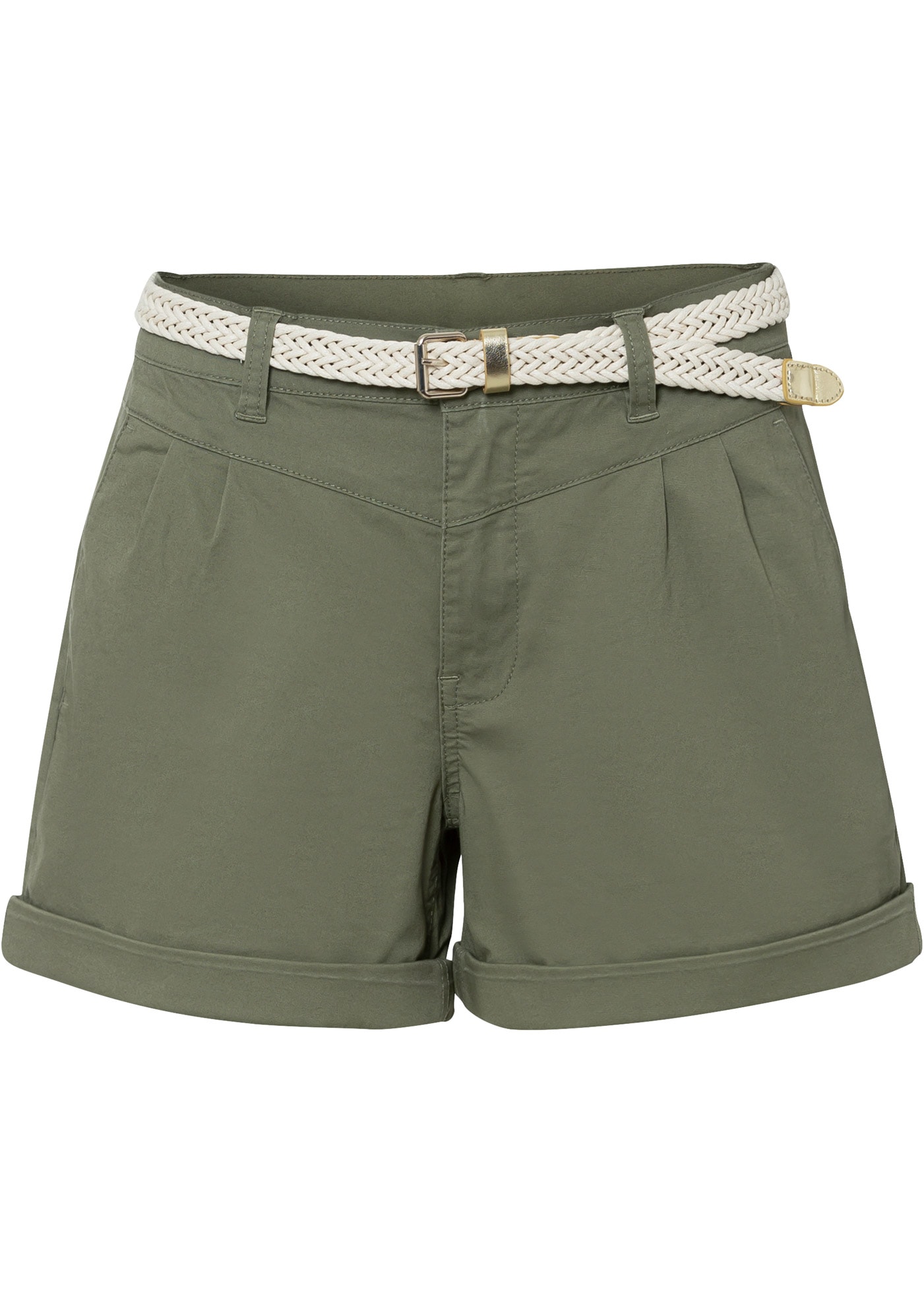 bonprix Shorts  aus Baumwolle und Elasthan, Regular Fit, mit umgeschlagenem Saum