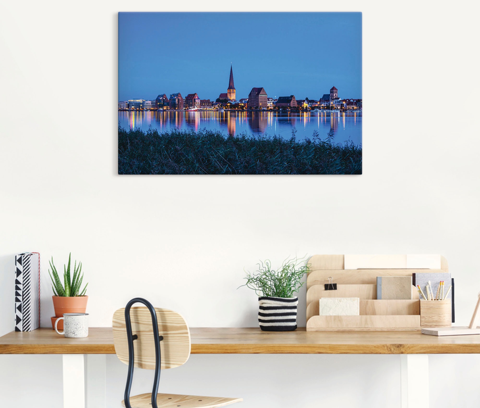 Artland Leinwandbild "Blick über Warnow auf Rostock" Rostock 1 Stk. tlg. au günstig online kaufen