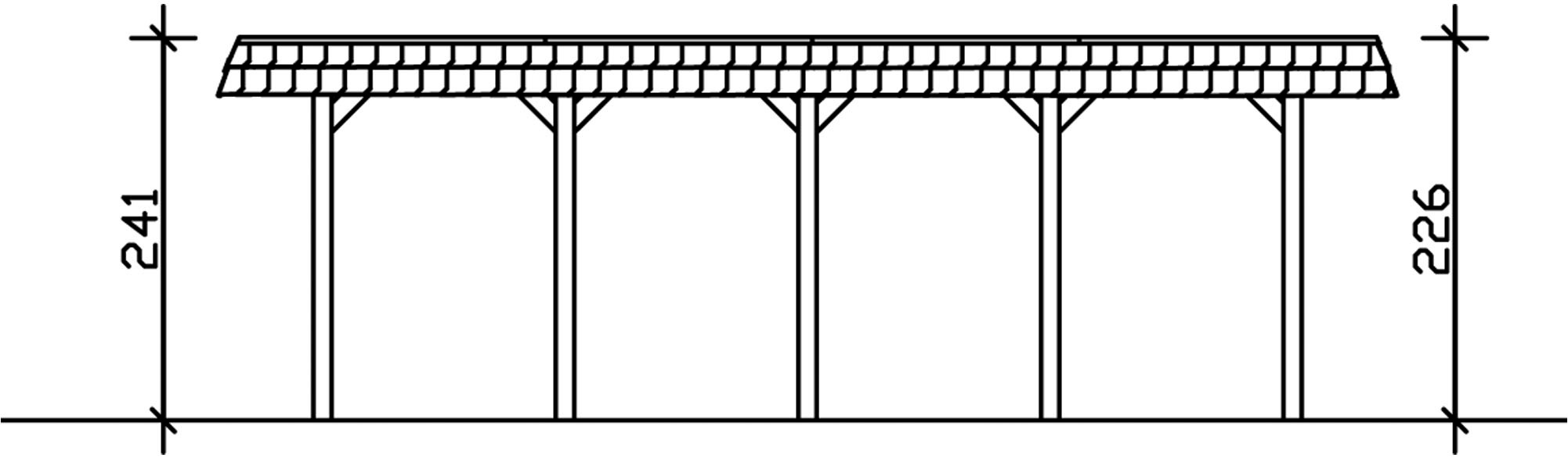 Skanholz Einzelcarport »Spreewald«, Nadelholz, 285 cm, Nussbaum, mit Aluminiumdach, rote Blende
