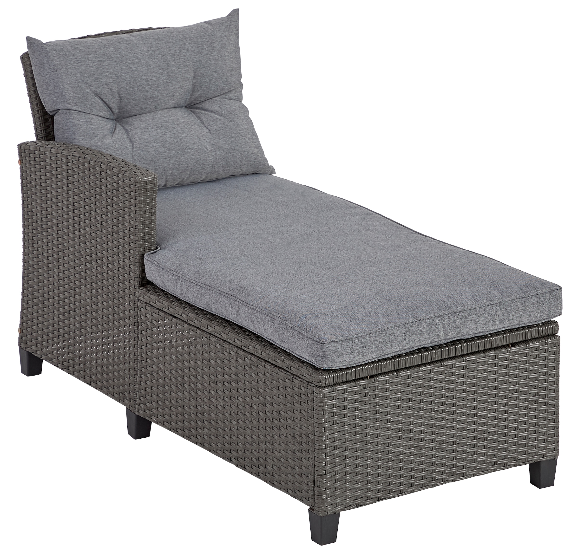 KONIFERA Gartenlounge-Set »Cordoba«, (Set, 11 tlg., 2x Bank, 1x Sessel, 1x Tisch 90x55x43cm, inkl. Auflagen), Polyratten, Stahl, Tischplatte aus Nonwood, geeignet für 4 Personen