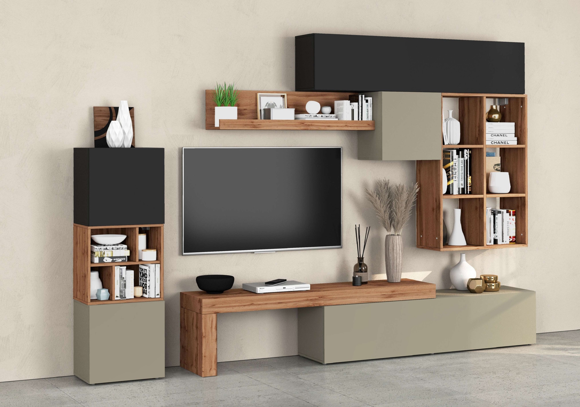 INOSIGN Wohnwand "Chronos Wohnwand, Medienwand, 8-er set", (Set, 8 St.), ca günstig online kaufen