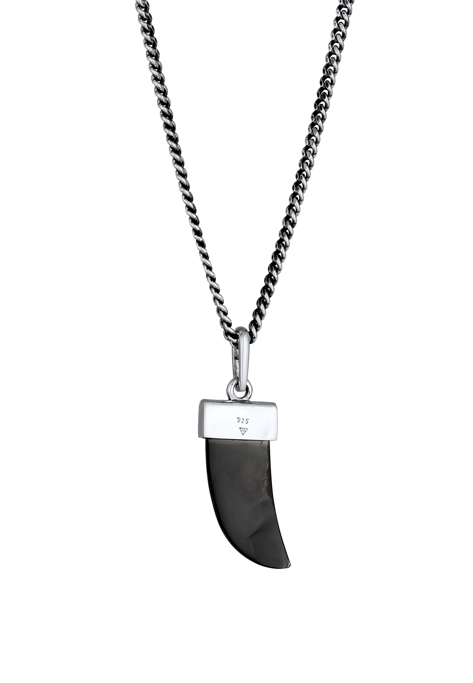 Kuzzoi Kette mit Anhänger »Halskette Herren Panzer Abalone Muschel Zahn 925er Silber«