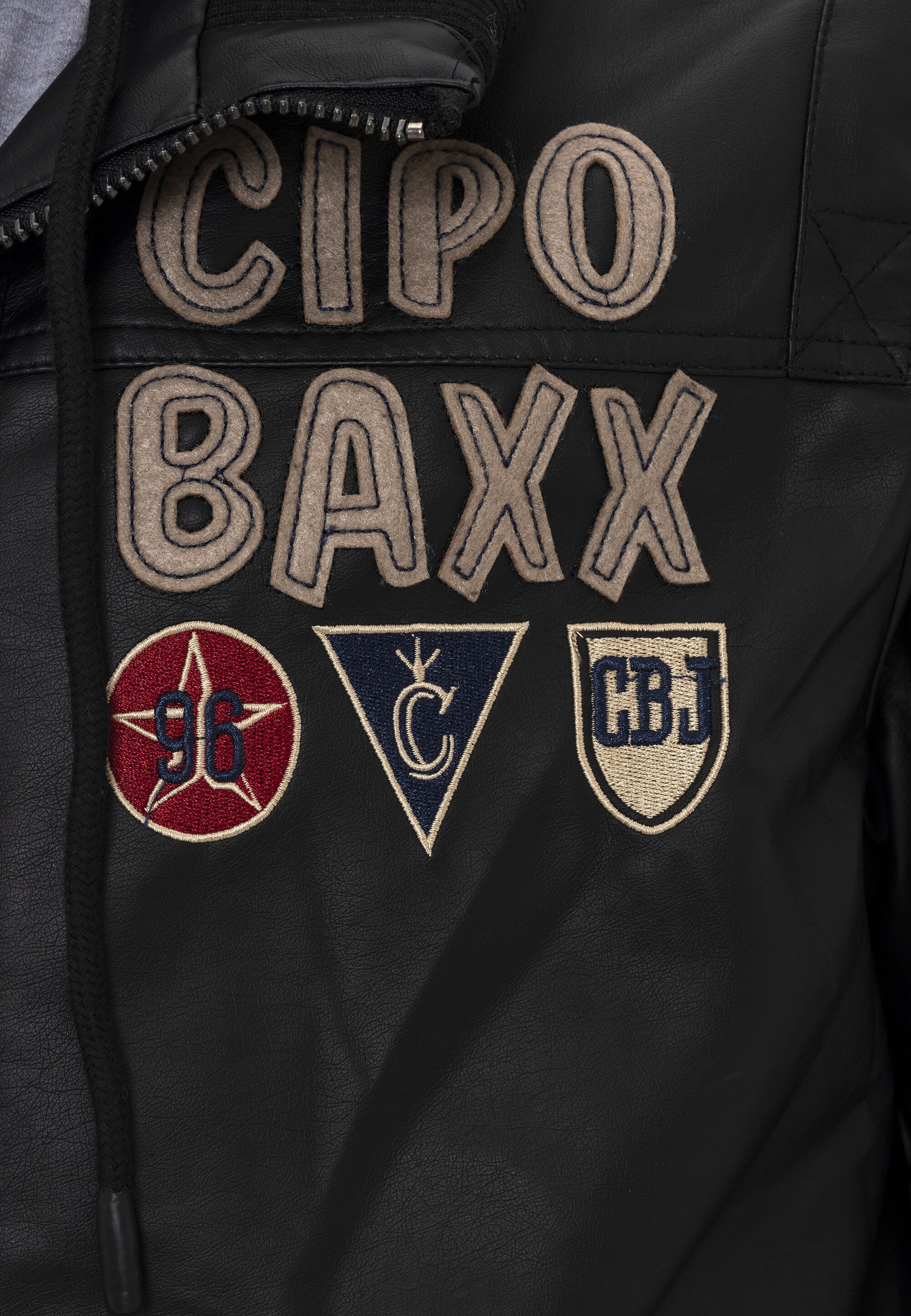Cipo & Baxx Lederimitatjacke »Jacke«, mit Kapuze, mit herausnehmbarer Innenjacke