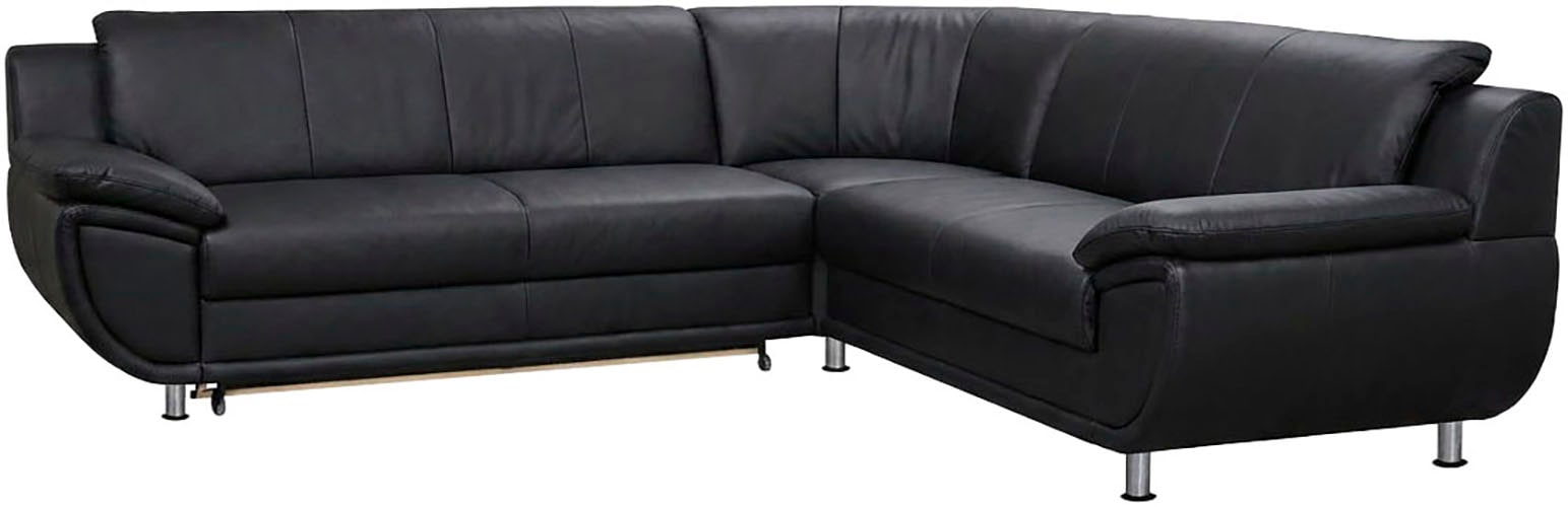 TRENDMANUFAKTUR Ecksofa "Rondo wahlweise mit Schlaffunktion, bequeme Armlehnen" L-Form, wahlw.mit Federkern, Füße chromfarben, Unser Dauertiefpreis