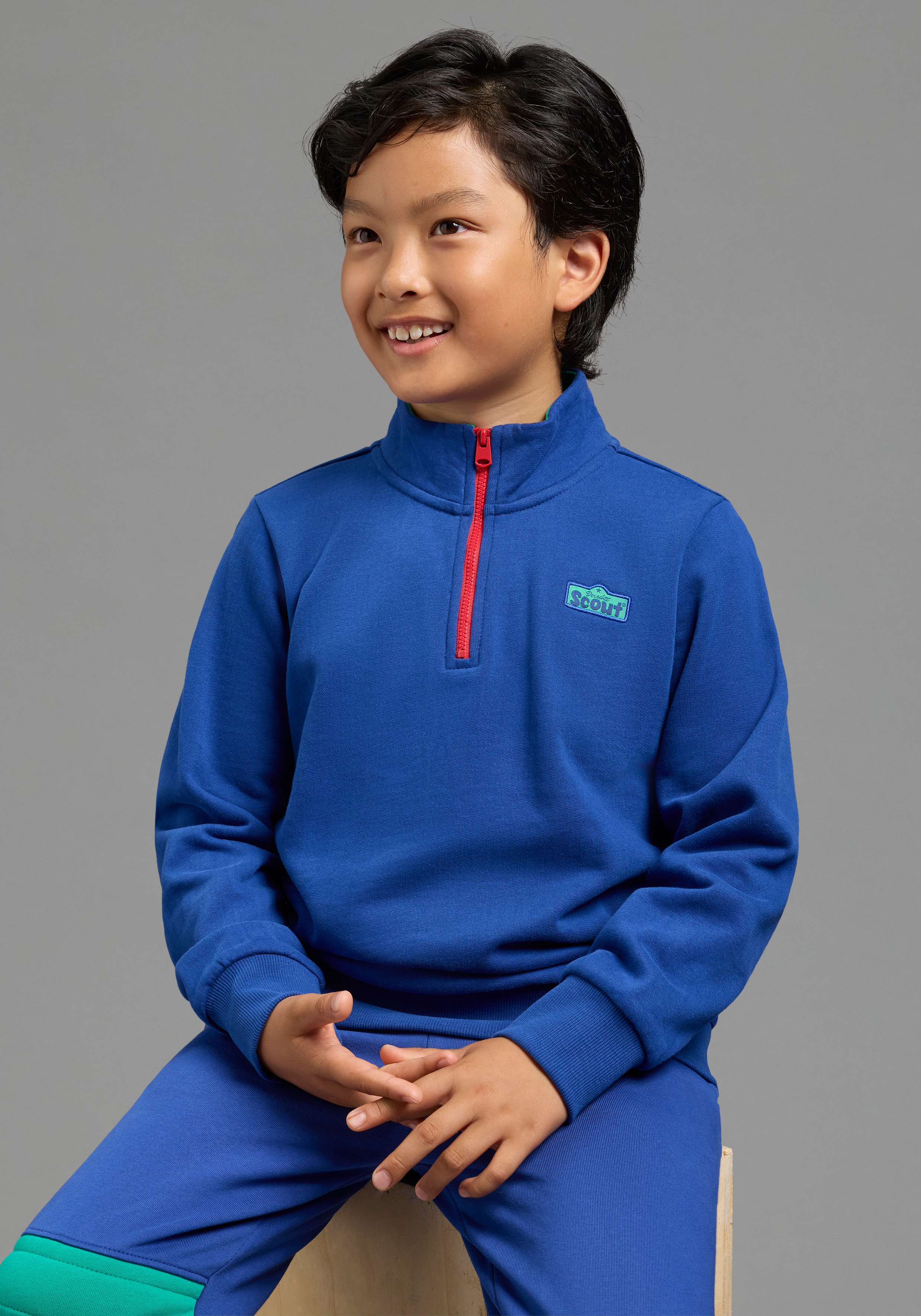 Scout Sweatshirt "Troyer, Zip-Sweatshirt - NEU von SCOUT", Troyer-Sweatshirt mit kontrastfarbigen Details und Rippbündchen