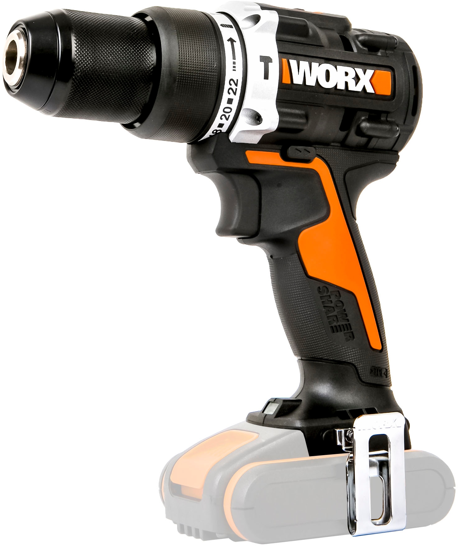 Worx Akku-Schlagbohrschrauber "NITRO WX352.9", 3-In-1, bürstenloser Motor, 60Nm, LED-Licht, ohne Akku & Ladegerät